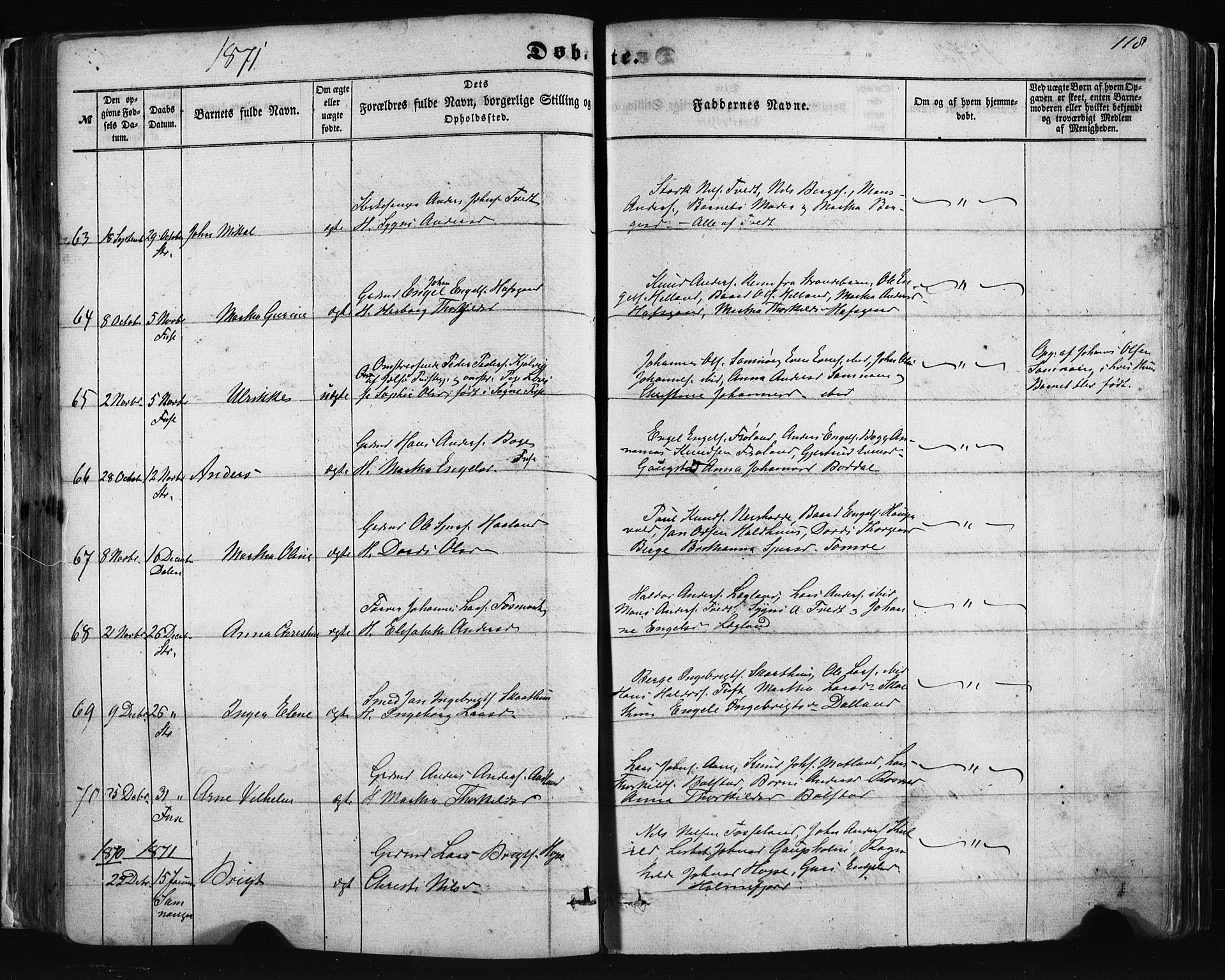 Fusa sokneprestembete, AV/SAB-A-75401/H/Haa: Parish register (official) no. A 1I, 1855-1879, p. 118