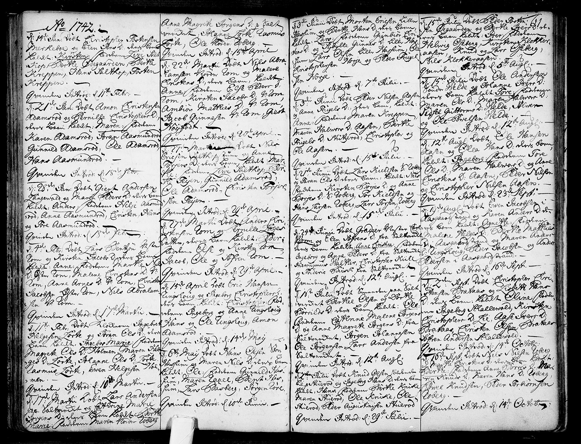 Sem kirkebøker, SAKO/A-5/F/Fb/L0001: Parish register (official) no. II 1, 1702-1764, p. 61