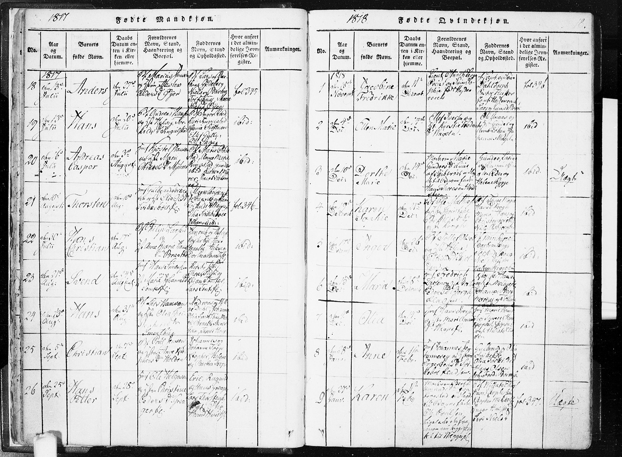 Hobøl prestekontor Kirkebøker, AV/SAO-A-2002/F/Fa/L0002: Parish register (official) no. I 2, 1814-1841, p. 18