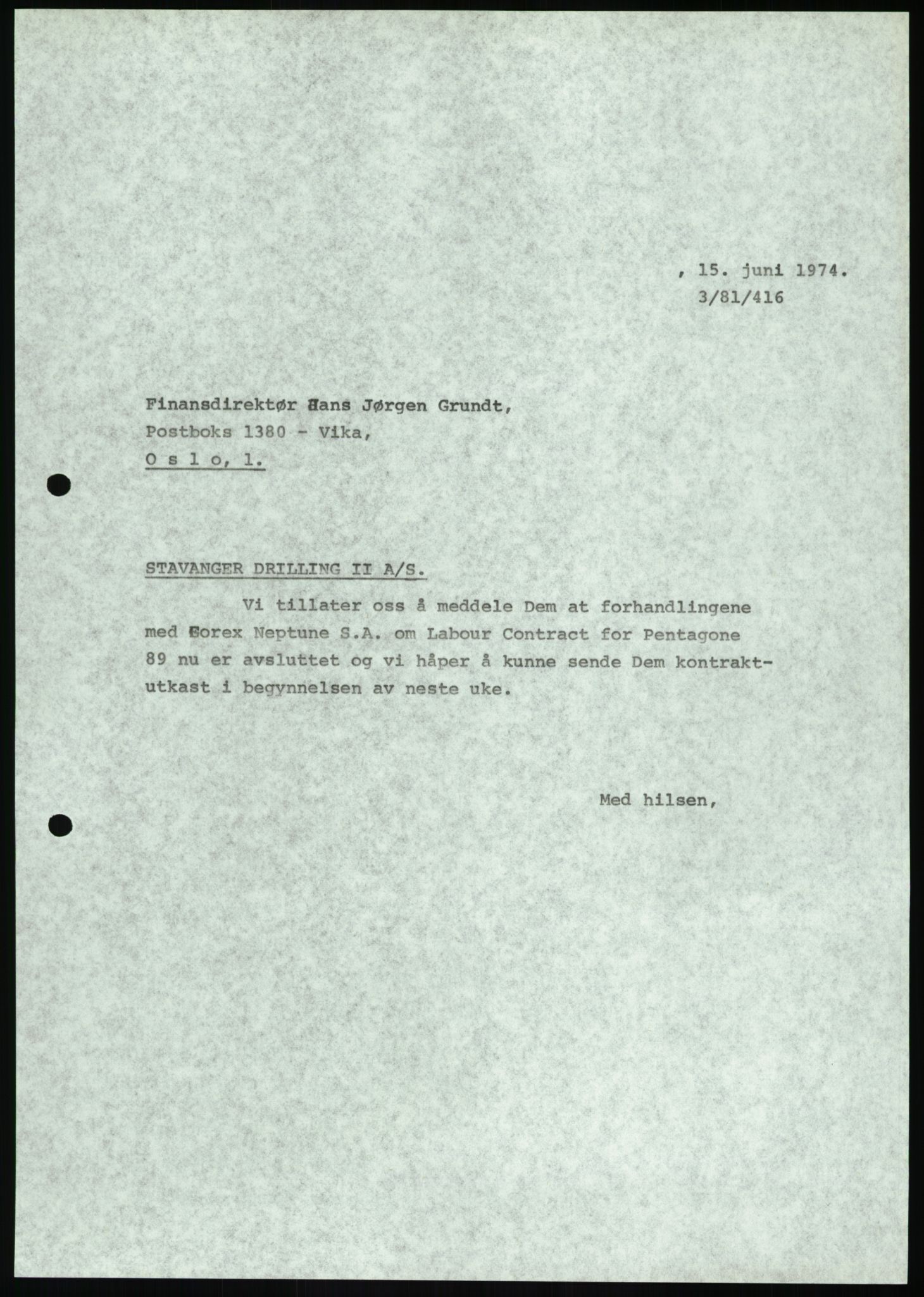 Pa 1503 - Stavanger Drilling AS, AV/SAST-A-101906/A/Ab/Abc/L0006: Styrekorrespondanse Stavanger Drilling II A/S, 1974-1977, p. 434