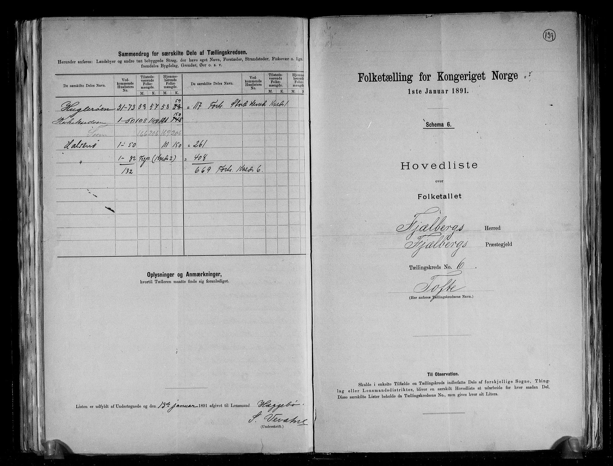 RA, 1891 census for 1213 Fjelberg, 1891, p. 15