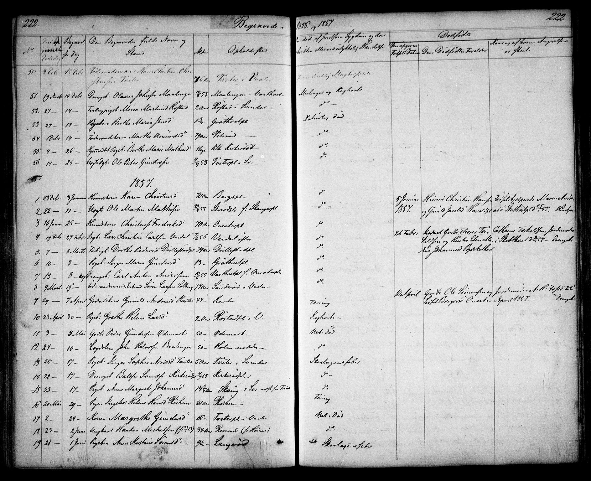 Våler prestekontor Kirkebøker, SAO/A-11083/F/Fa/L0006: Parish register (official) no. I 6, 1840-1861, p. 222