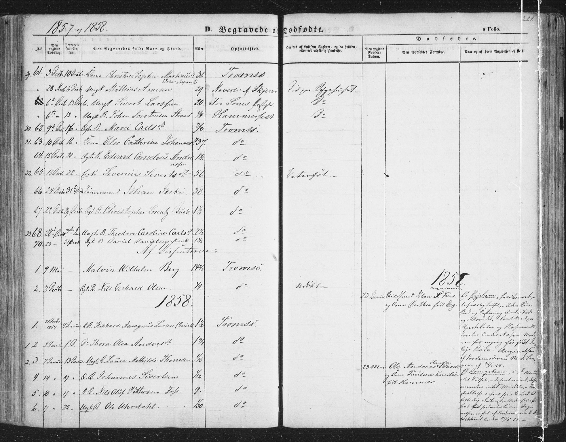 Tromsø sokneprestkontor/stiftsprosti/domprosti, SATØ/S-1343/G/Ga/L0011kirke: Parish register (official) no. 11, 1856-1865, p. 221