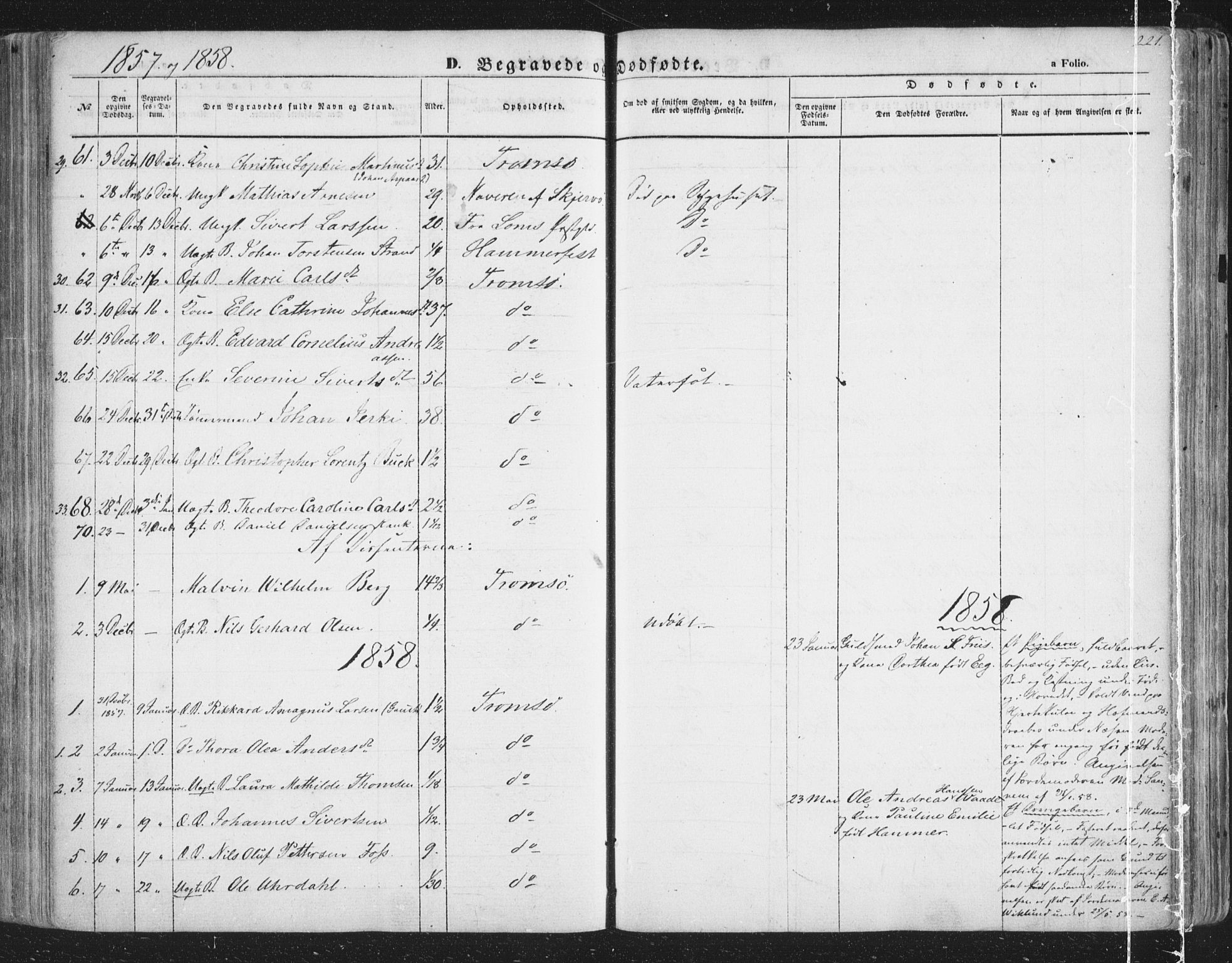 Tromsø sokneprestkontor/stiftsprosti/domprosti, AV/SATØ-S-1343/G/Ga/L0011kirke: Parish register (official) no. 11, 1856-1865, p. 221