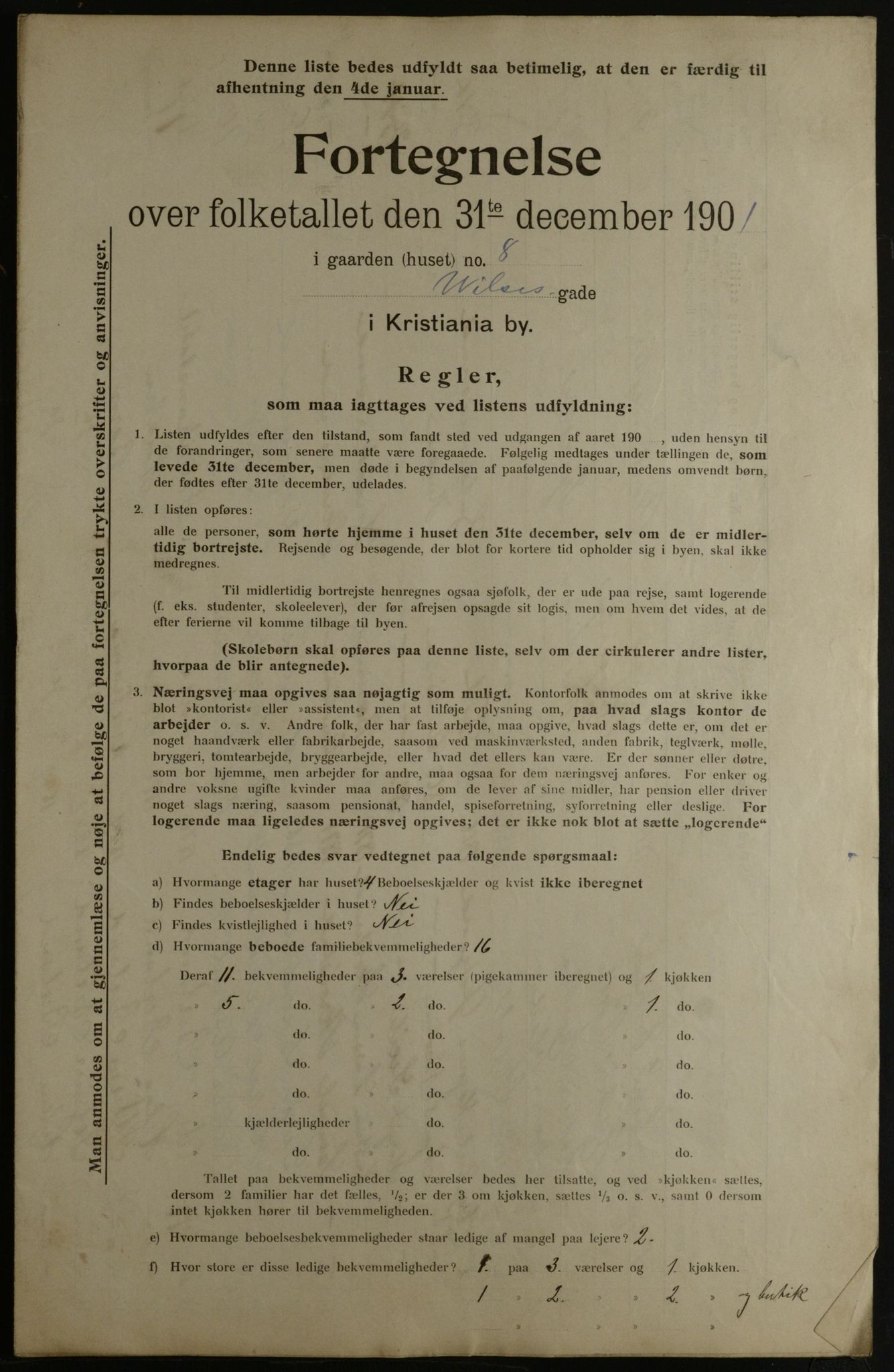 OBA, Municipal Census 1901 for Kristiania, 1901, p. 19607