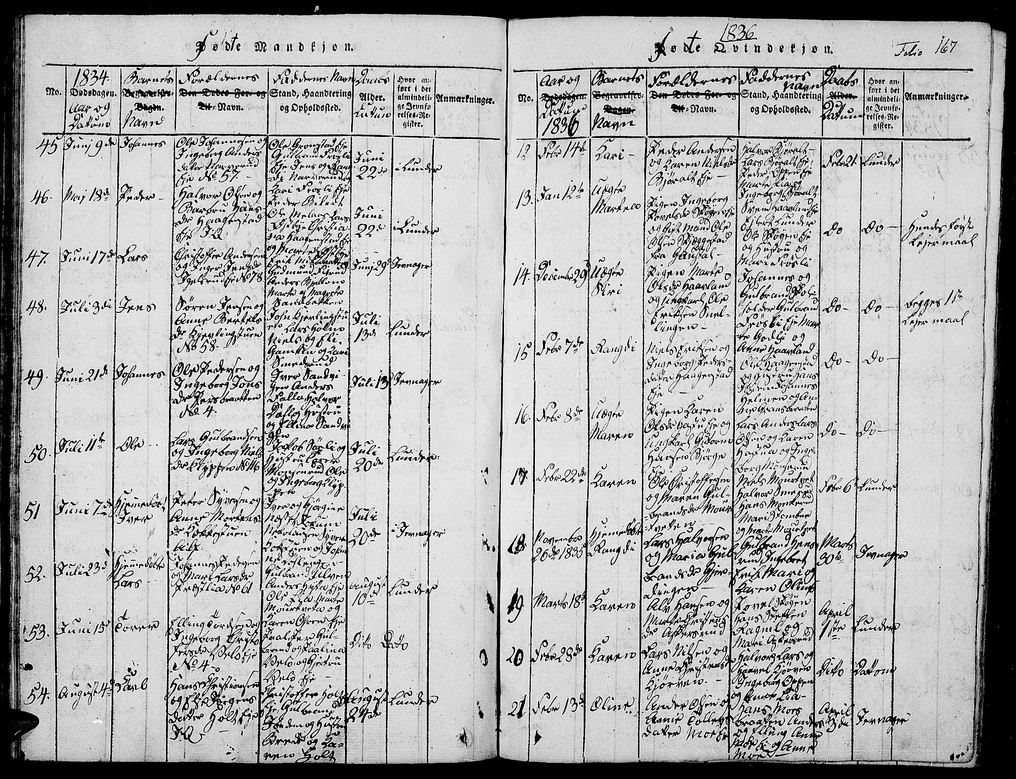 Jevnaker prestekontor, AV/SAH-PREST-116/H/Ha/Hab/L0001: Parish register (copy) no. 1, 1815-1837, p. 167