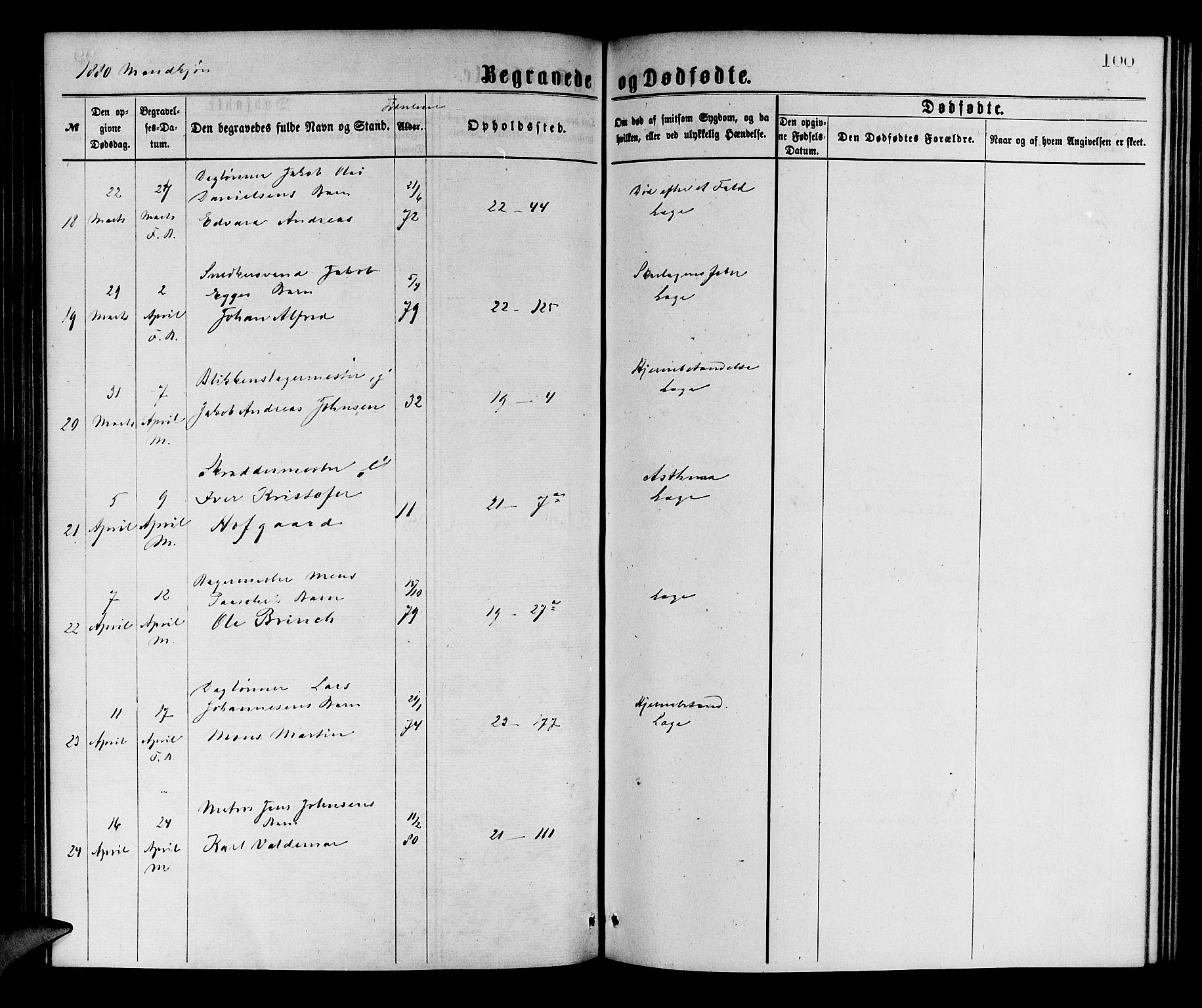 Korskirken sokneprestembete, SAB/A-76101/H/Hab: Parish register (copy) no. E 3, 1871-1883, p. 100