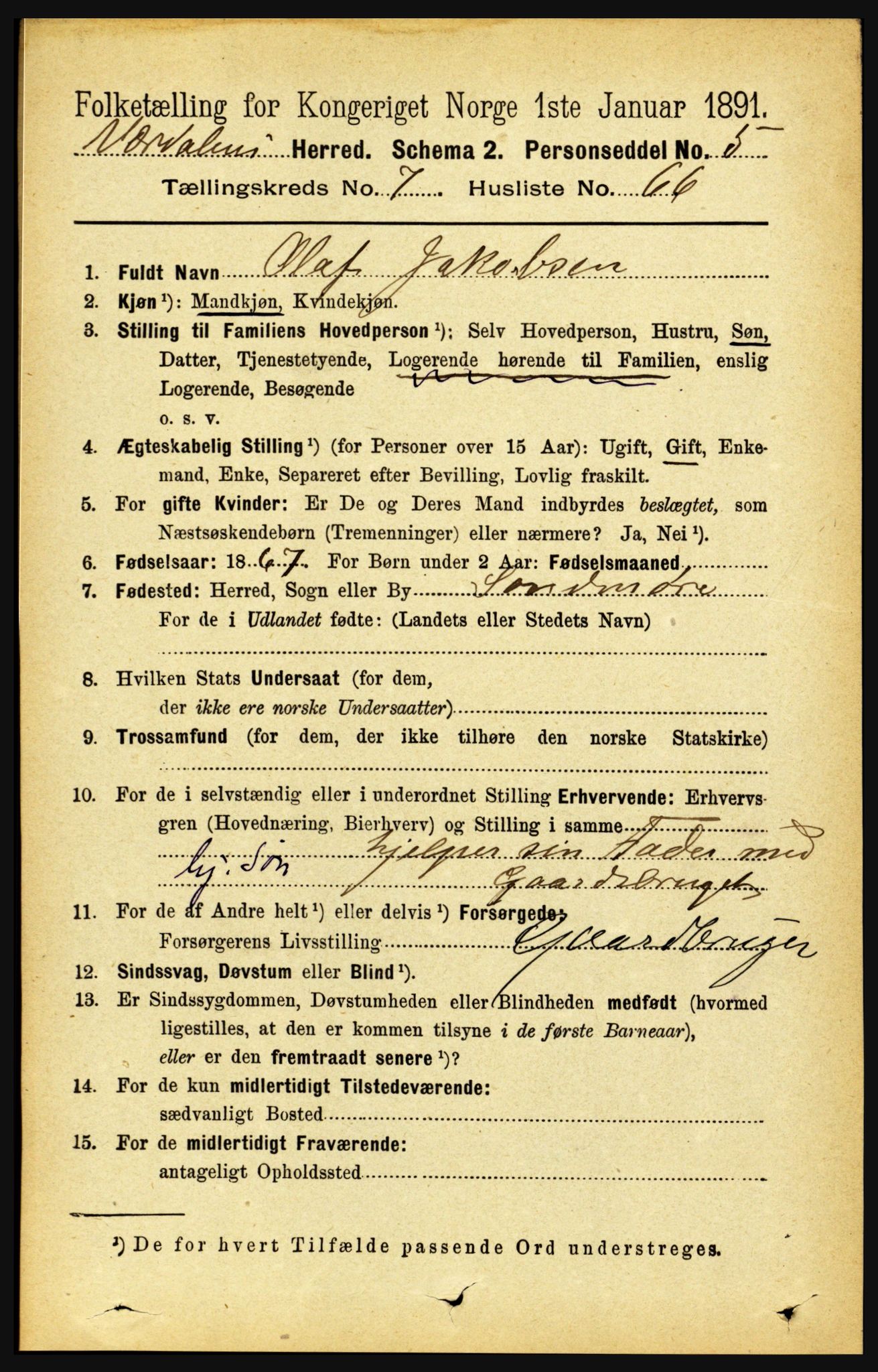 RA, 1891 census for 1721 Verdal, 1891, p. 4328