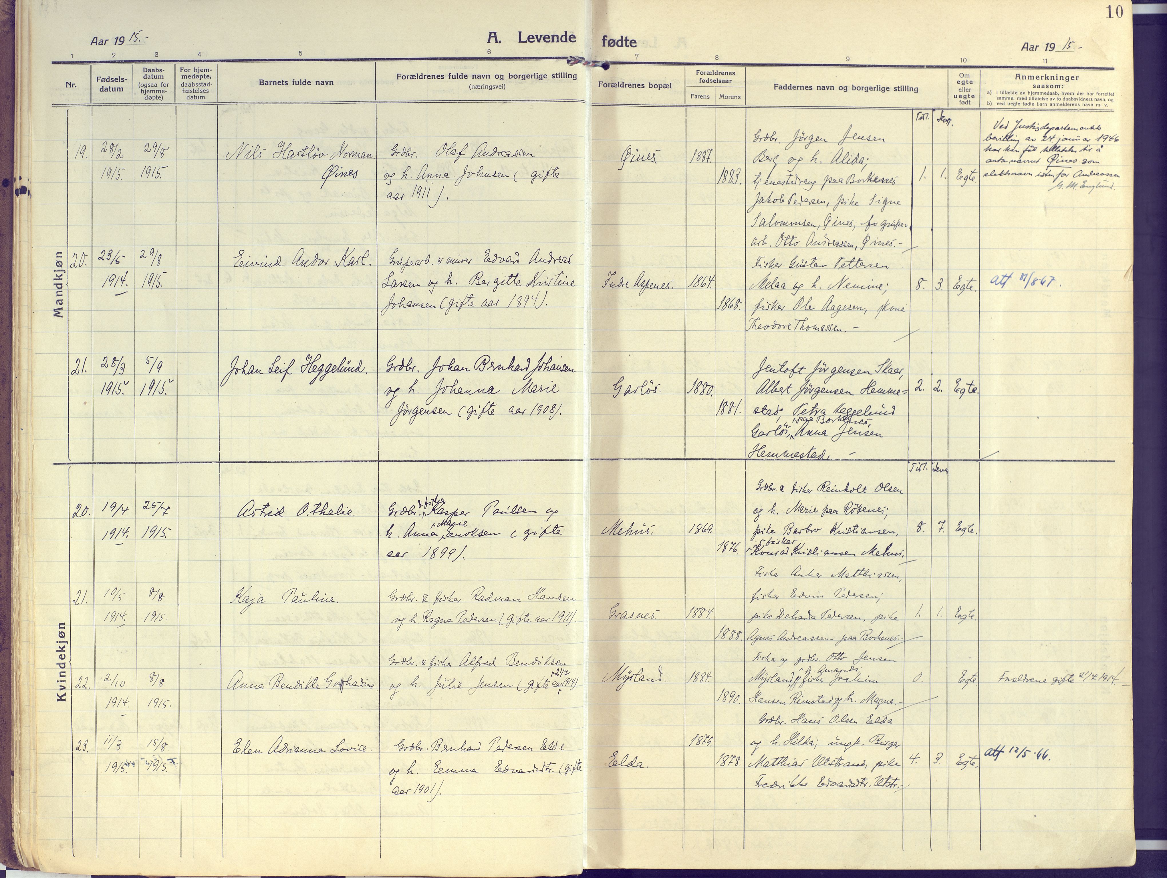 Kvæfjord sokneprestkontor, AV/SATØ-S-1323/G/Ga/Gaa/L0007kirke: Parish register (official) no. 7, 1915-1931, p. 10