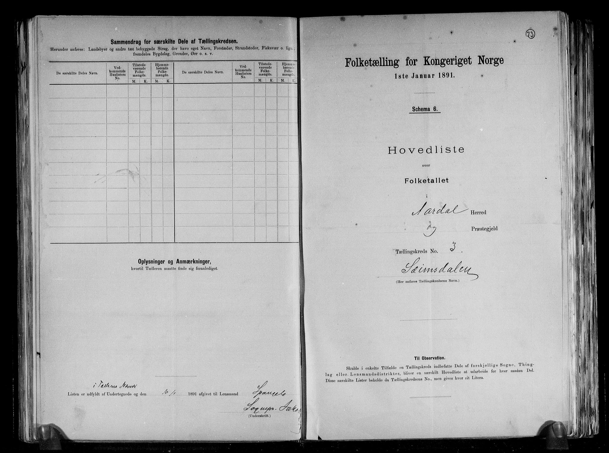 RA, 1891 census for 1424 Årdal, 1891, p. 8