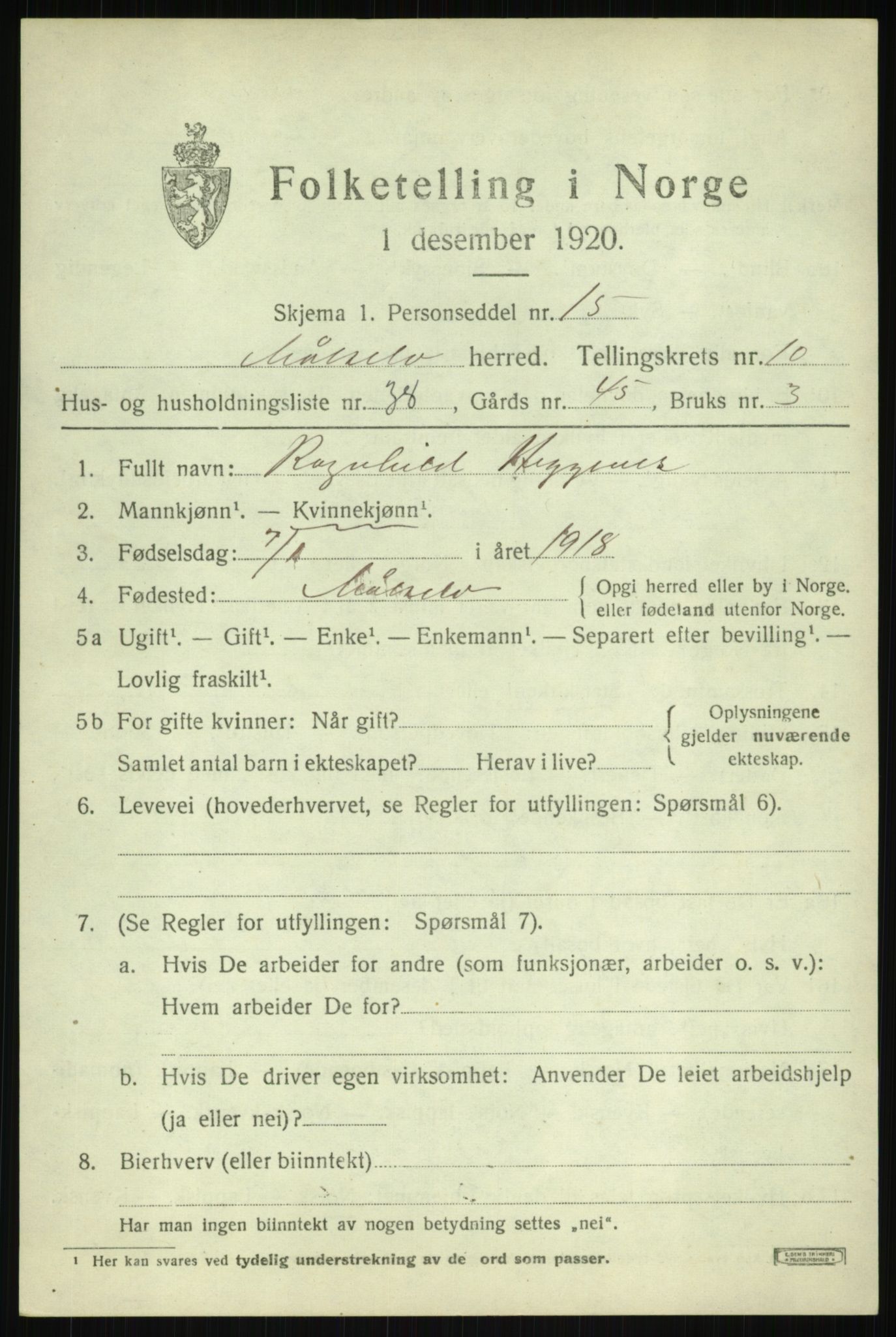 SATØ, 1920 census for Målselv, 1920, p. 6023