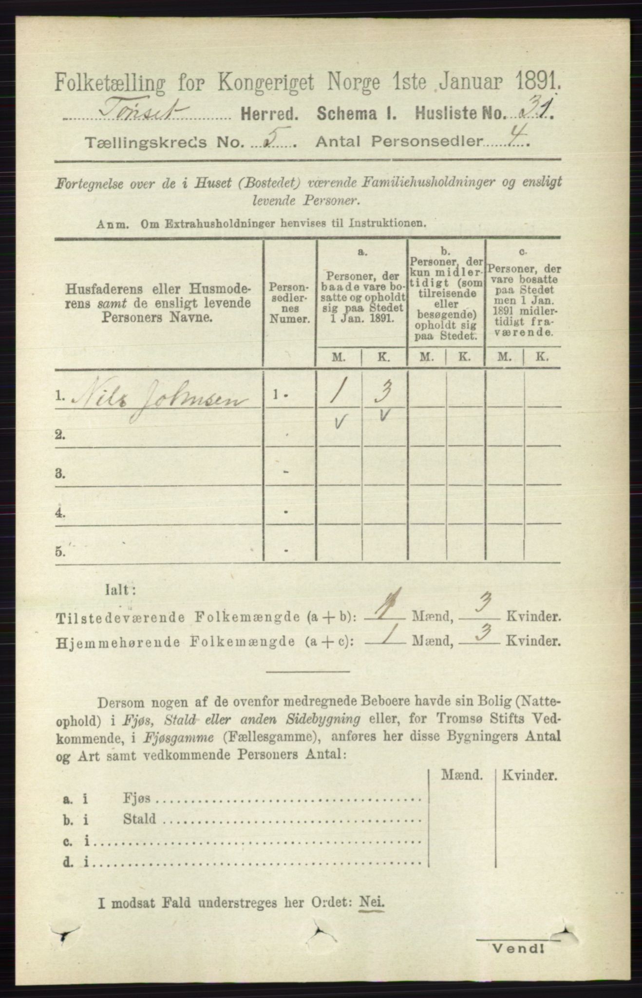 RA, 1891 census for 0437 Tynset, 1891, p. 1044