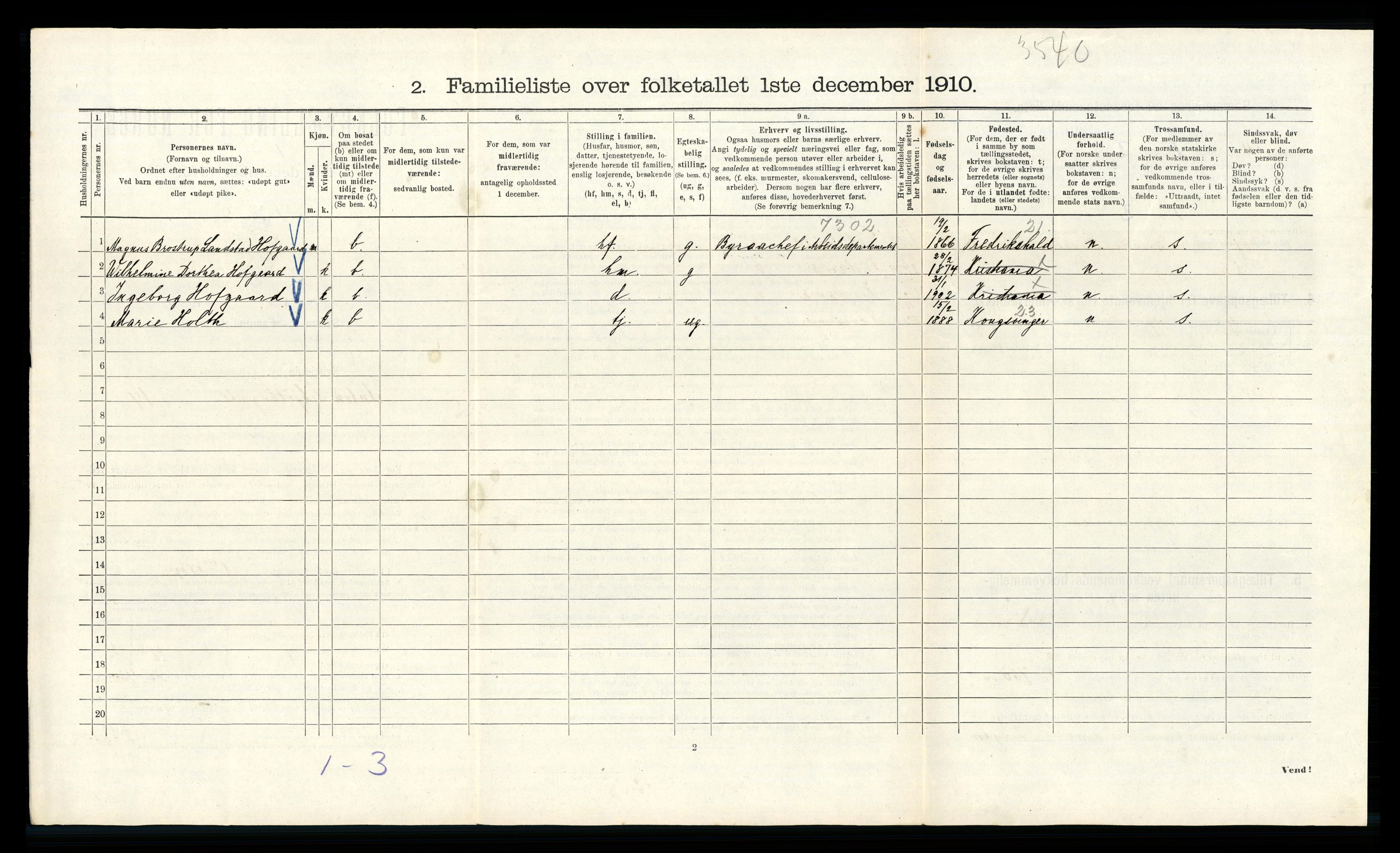 RA, 1910 census for Kristiania, 1910, p. 2560