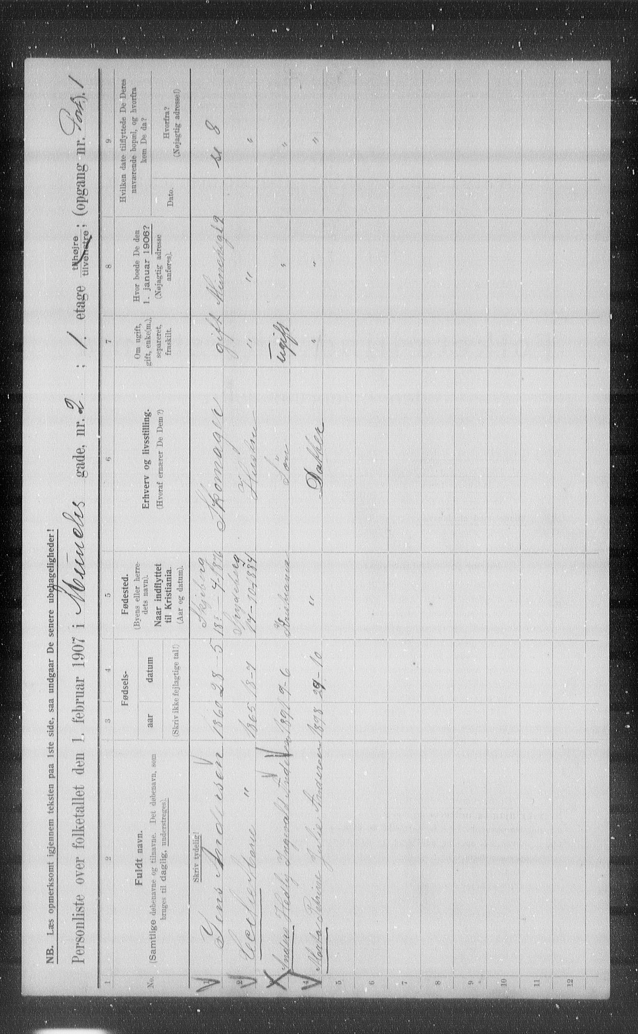 OBA, Municipal Census 1907 for Kristiania, 1907, p. 34024