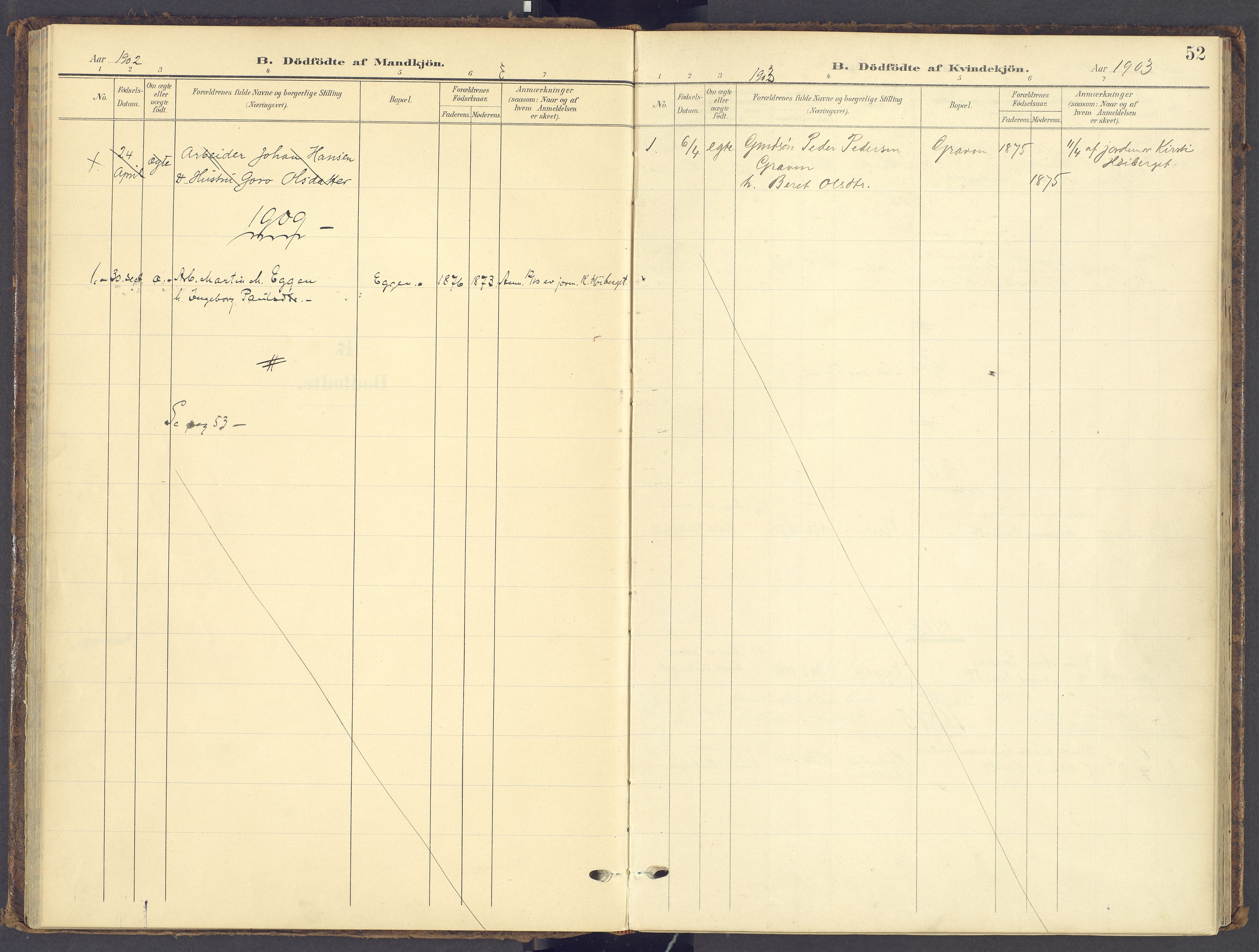 Tynset prestekontor, SAH/PREST-058/H/Ha/Haa/L0028: Parish register (official) no. 28, 1902-1929, p. 52