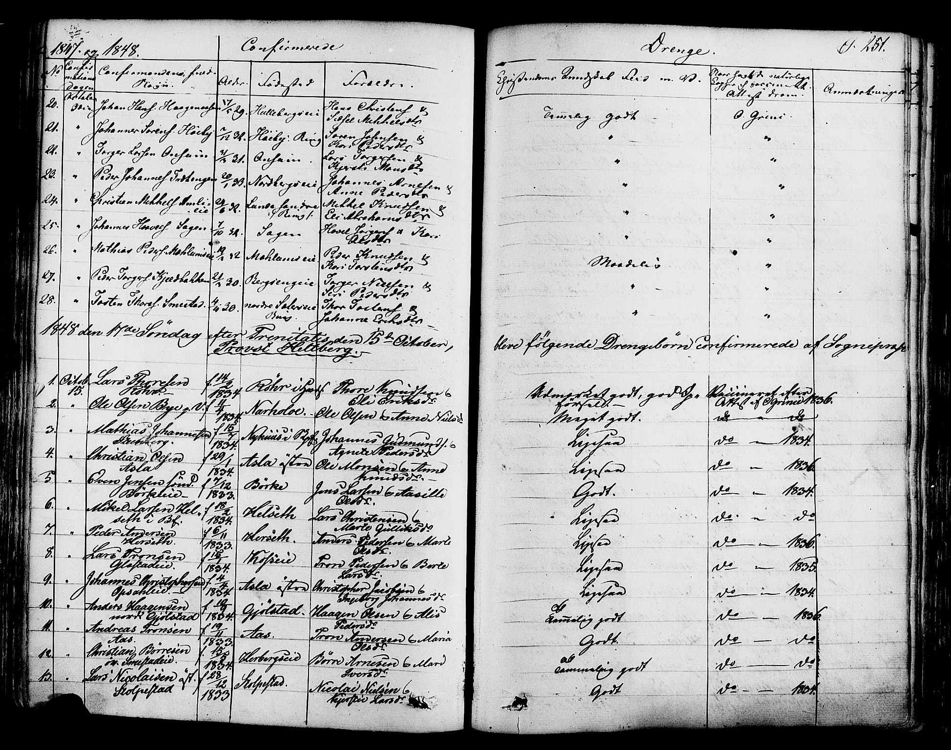 Ringsaker prestekontor, SAH/PREST-014/K/Ka/L0008: Parish register (official) no. 8, 1837-1850, p. 251
