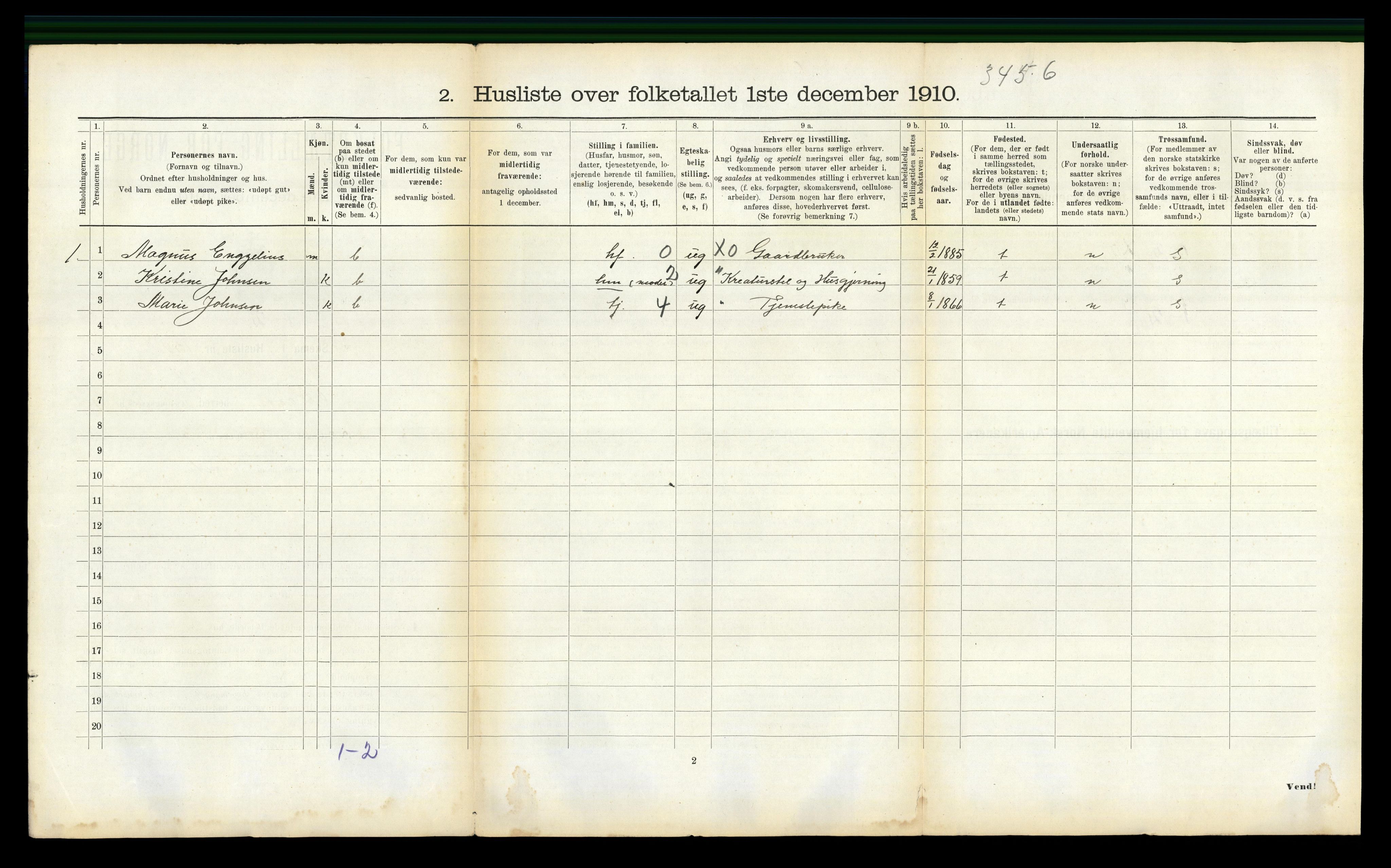 RA, 1910 census for Røros, 1910, p. 1174