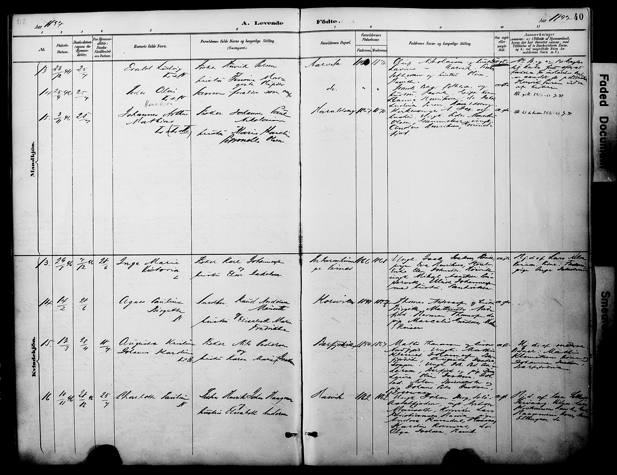 Loppa sokneprestkontor, AV/SATØ-S-1339/H/Ha/L0008kirke: Parish register (official) no. 8, 1889-1907, p. 40