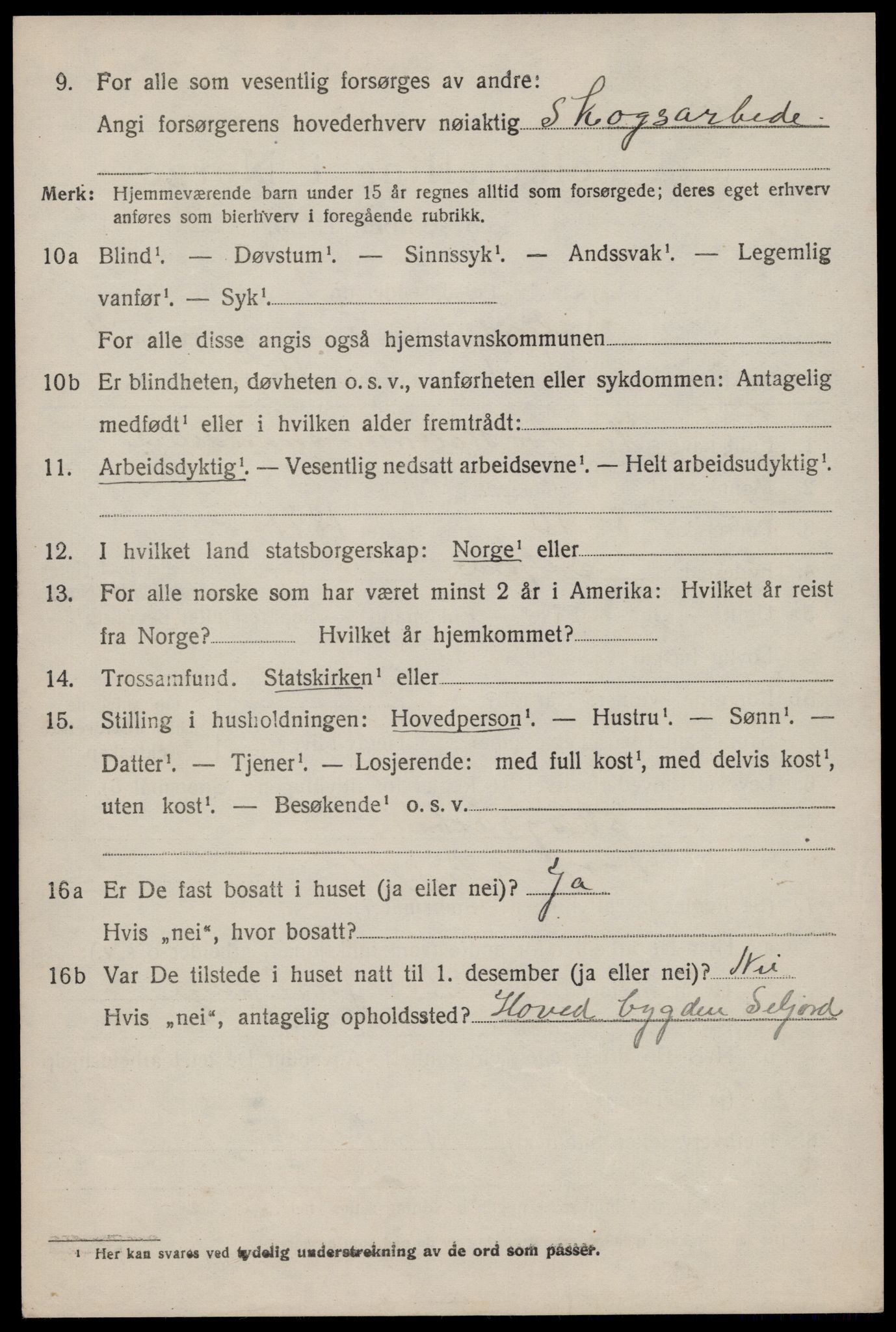 SAKO, 1920 census for Seljord, 1920, p. 2091