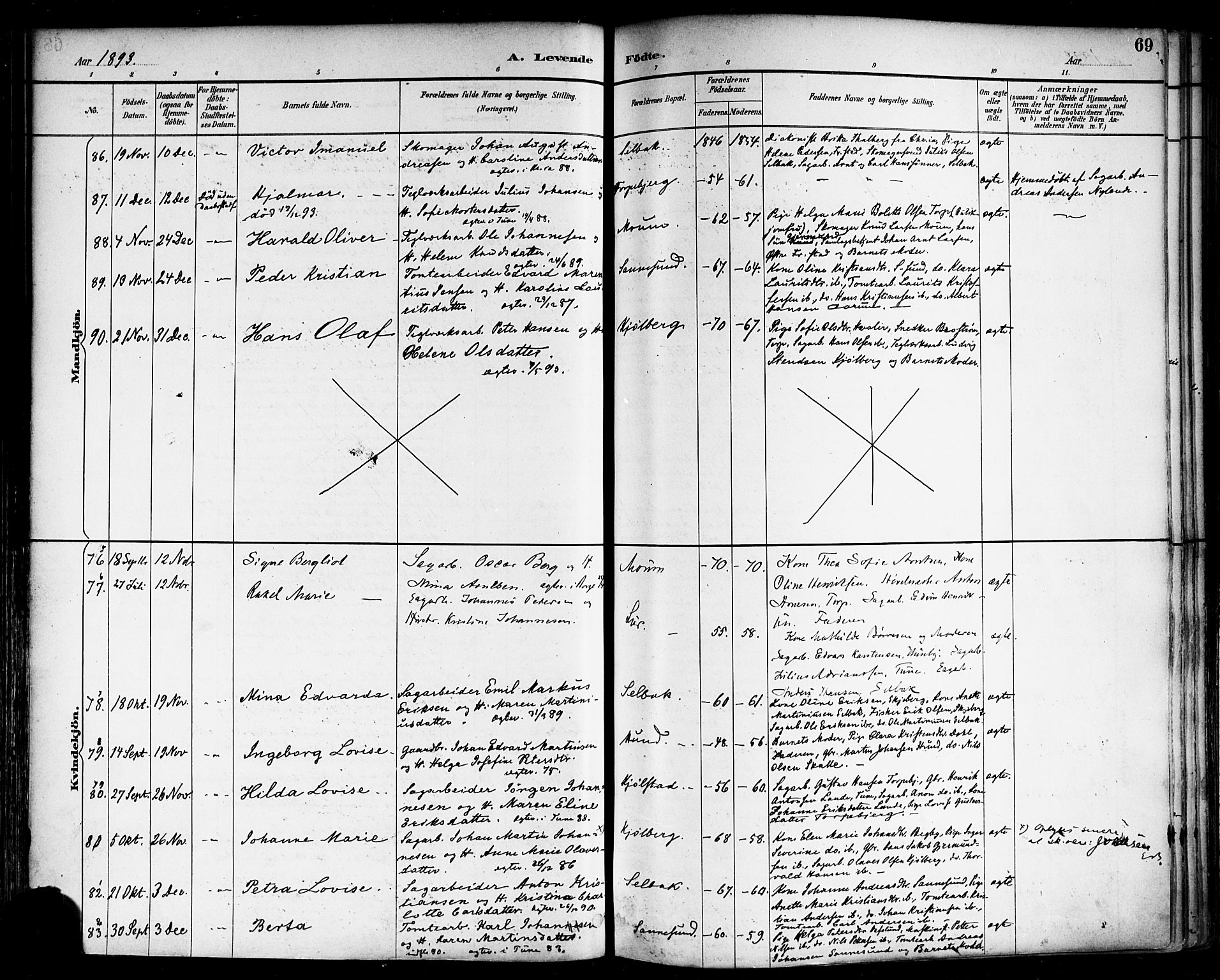 Borge prestekontor Kirkebøker, SAO/A-10903/F/Fa/L0008: Parish register (official) no. I 8A, 1887-1902, p. 69