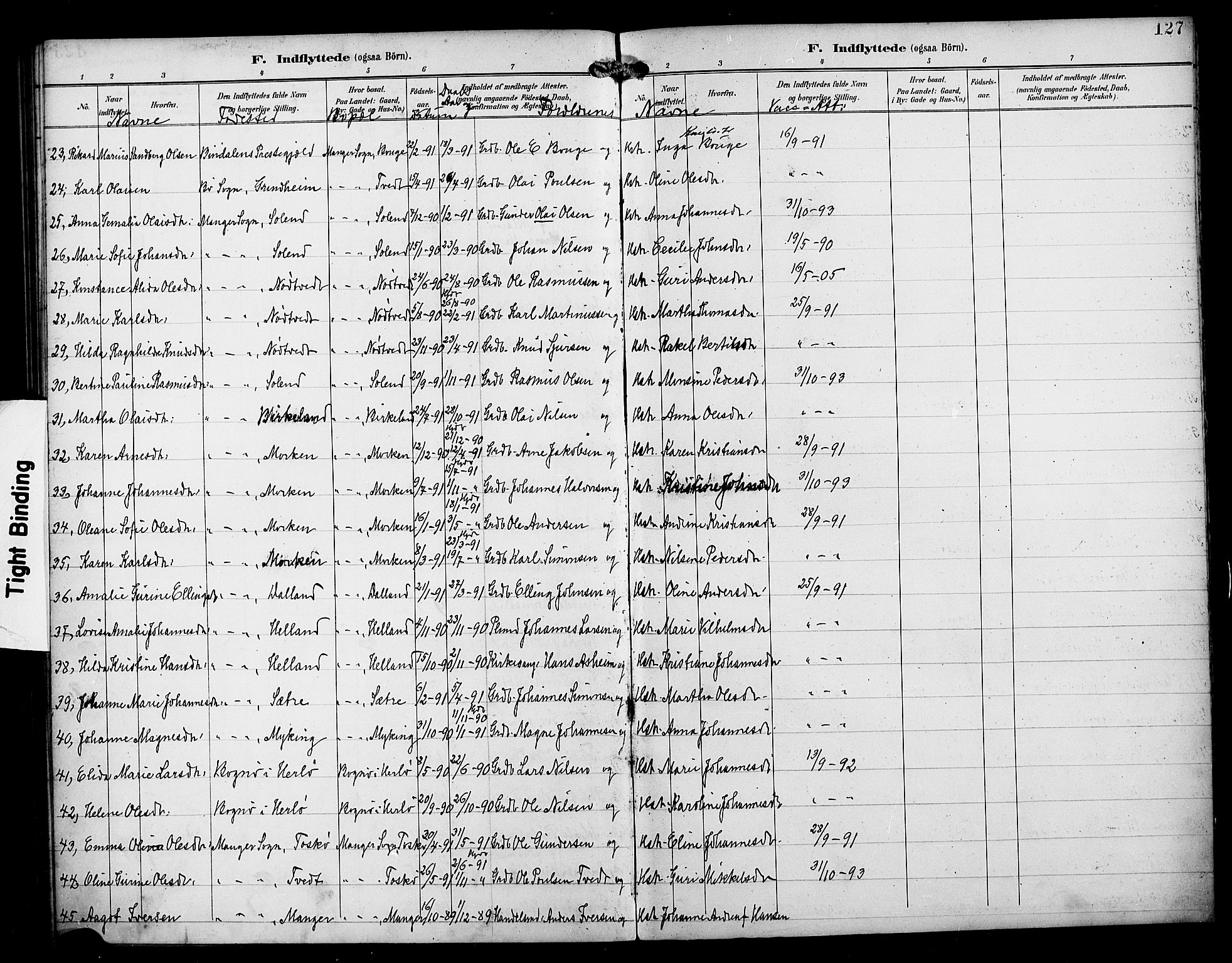 Manger sokneprestembete, SAB/A-76801/H/Haa: Parish register (official) no. B 2, 1893-1906, p. 127