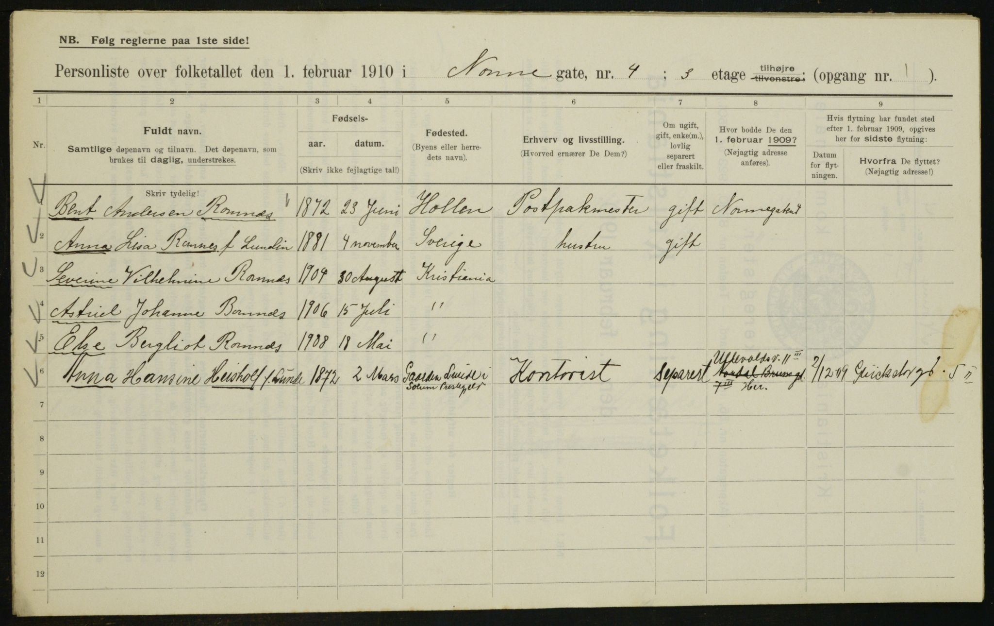 OBA, Municipal Census 1910 for Kristiania, 1910, p. 68928