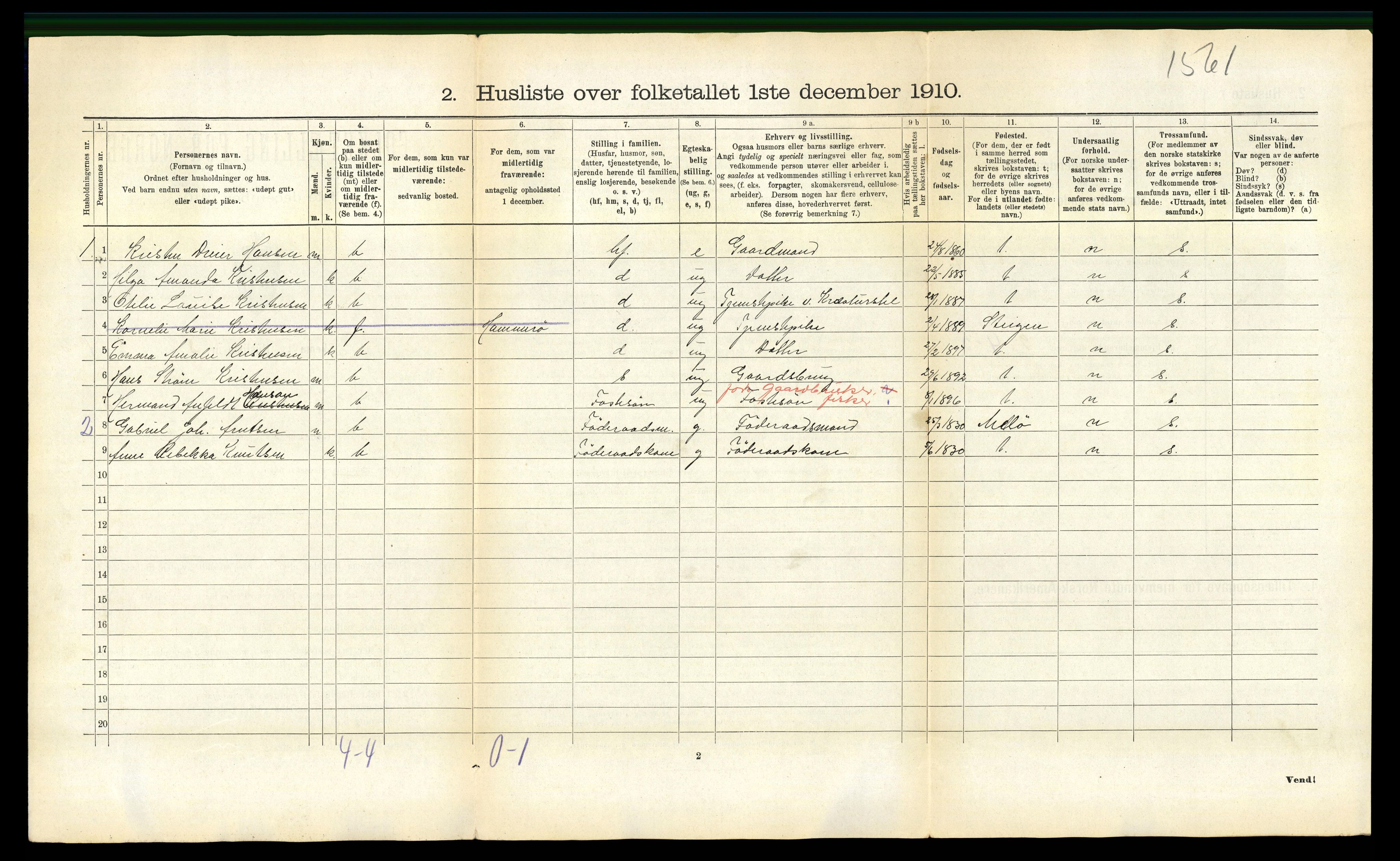 RA, 1910 census for Leiranger, 1910, p. 380