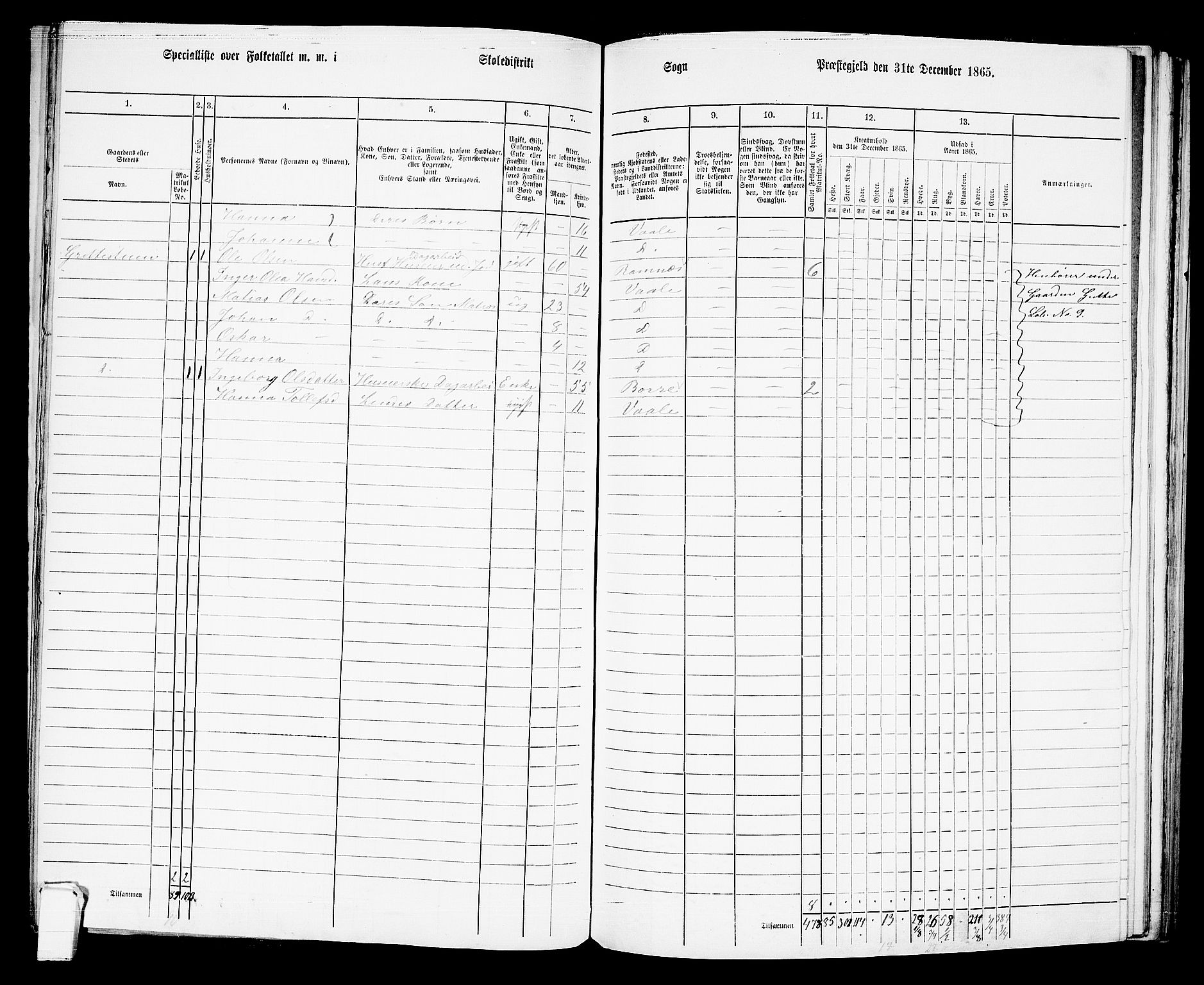 RA, 1865 census for Våle, 1865, p. 27