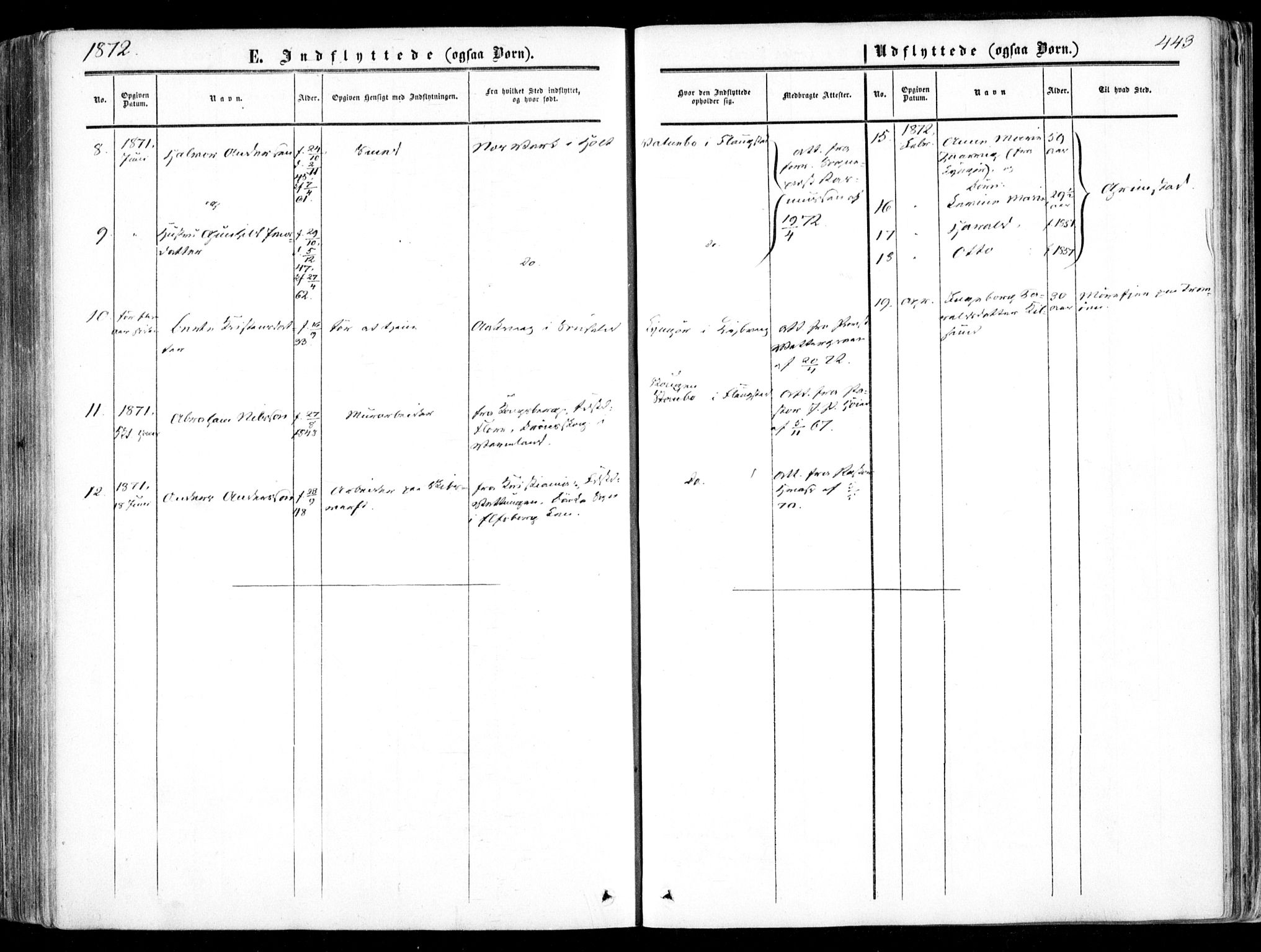 Dypvåg sokneprestkontor, AV/SAK-1111-0007/F/Fa/Faa/L0006: Parish register (official) no. A 6, 1855-1872, p. 443