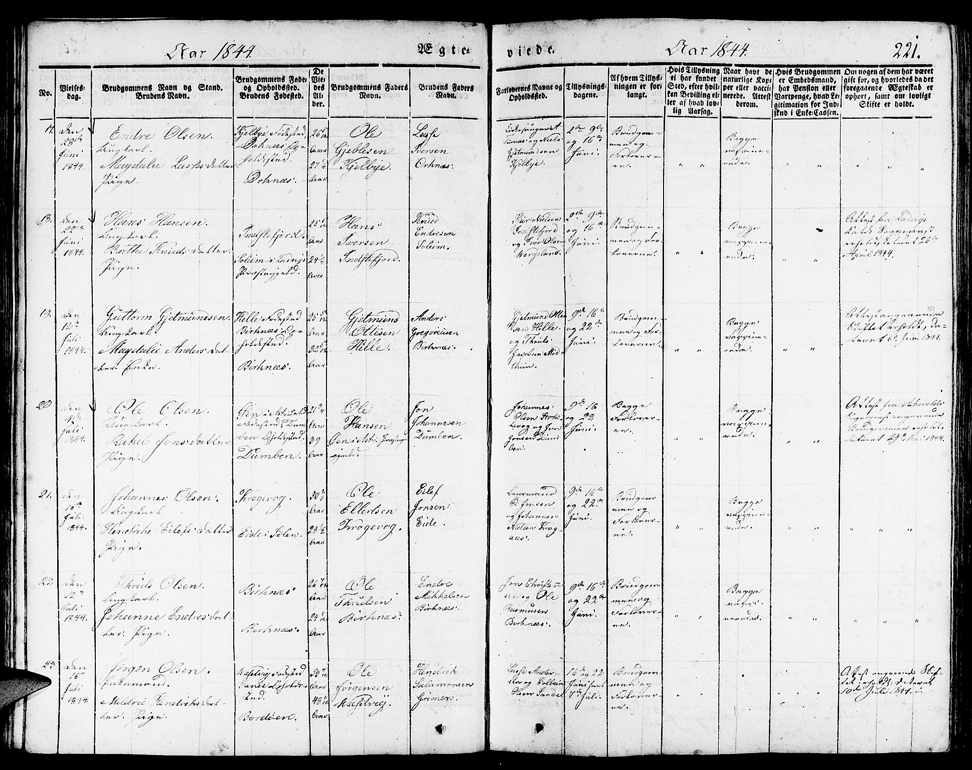 Gulen sokneprestembete, AV/SAB-A-80201/H/Haa/Haaa/L0020: Parish register (official) no. A 20, 1837-1847, p. 221