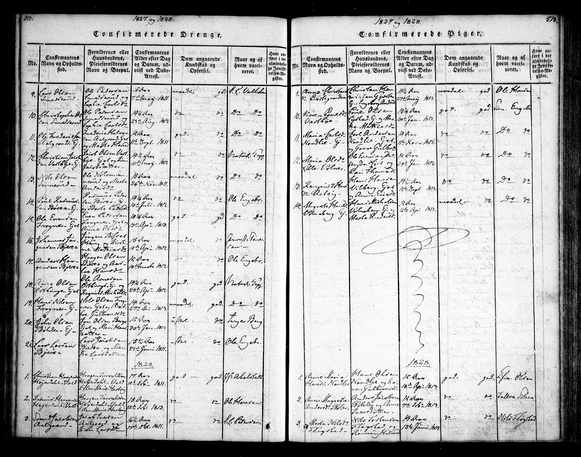 Sørum prestekontor Kirkebøker, AV/SAO-A-10303/F/Fa/L0003: Parish register (official) no. I 3, 1814-1829, p. 512-513