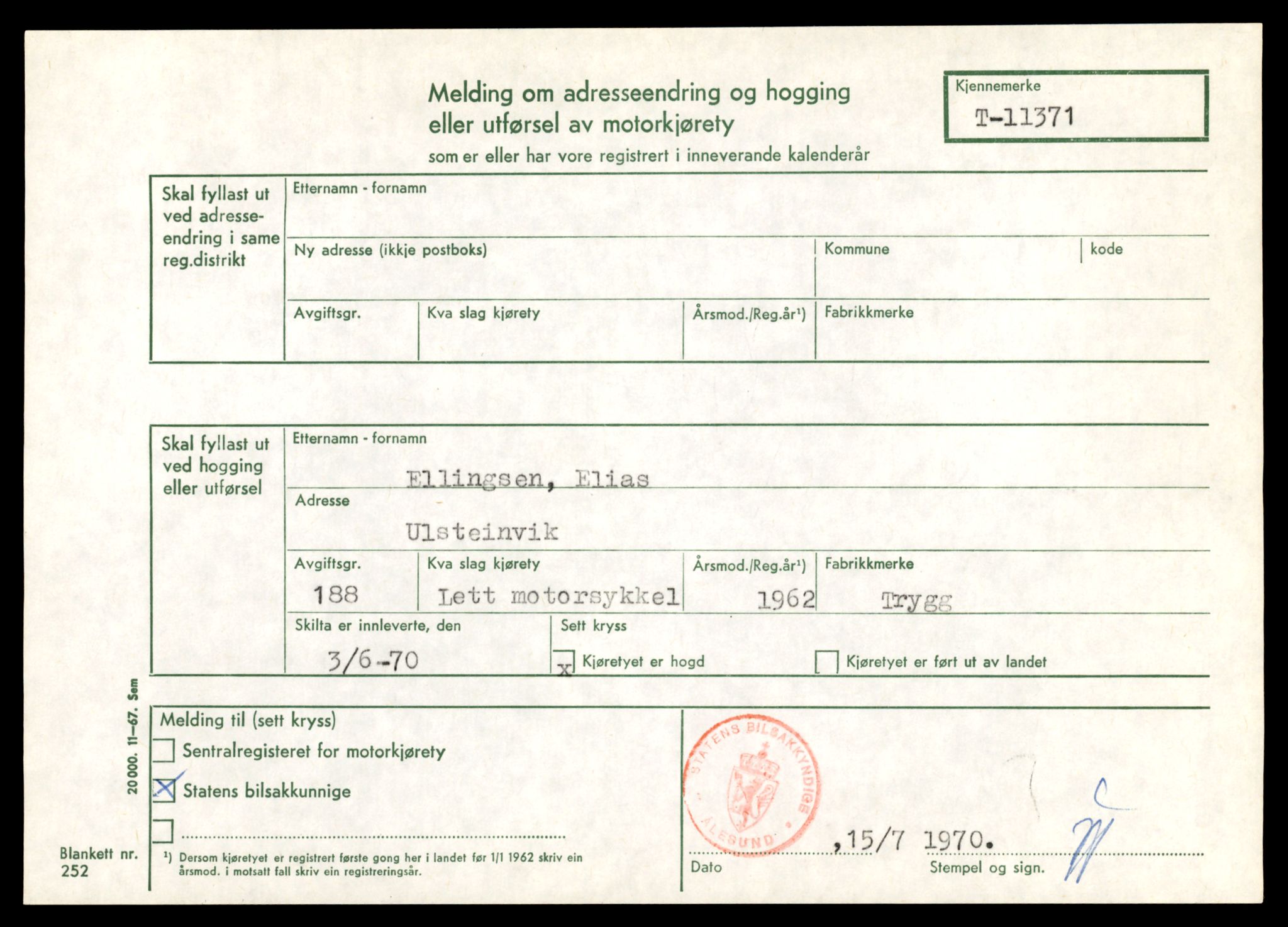 Møre og Romsdal vegkontor - Ålesund trafikkstasjon, AV/SAT-A-4099/F/Fe/L0028: Registreringskort for kjøretøy T 11290 - T 11429, 1927-1998, p. 1723