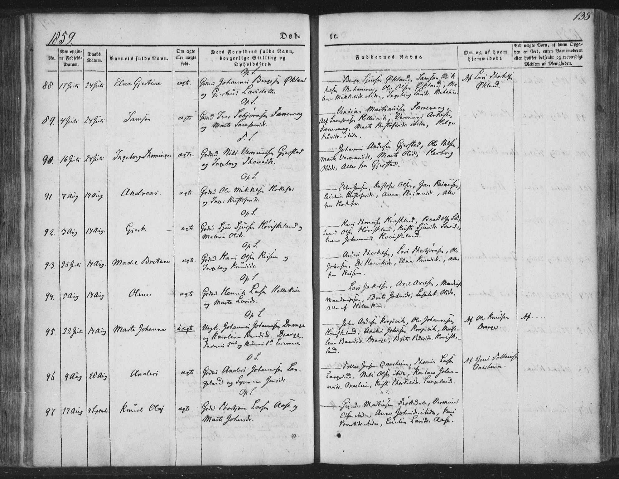 Tysnes sokneprestembete, AV/SAB-A-78601/H/Haa: Parish register (official) no. A 10, 1848-1859, p. 138