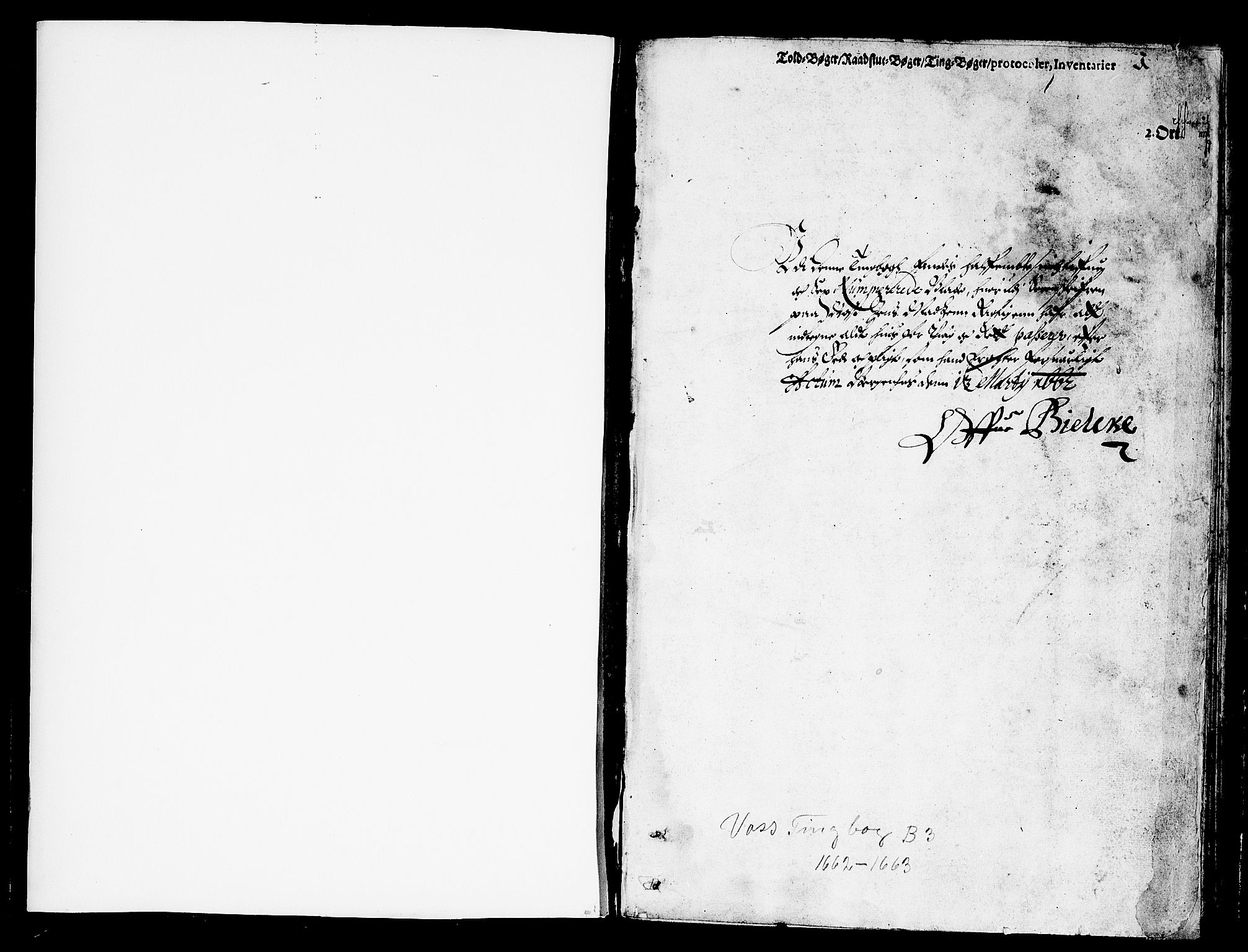 Hardanger og Voss sorenskriveri, SAB/A-2501/1/1A/1Ab/L0003: Tingbok for Voss, 1662-1663, p. 0b-1a