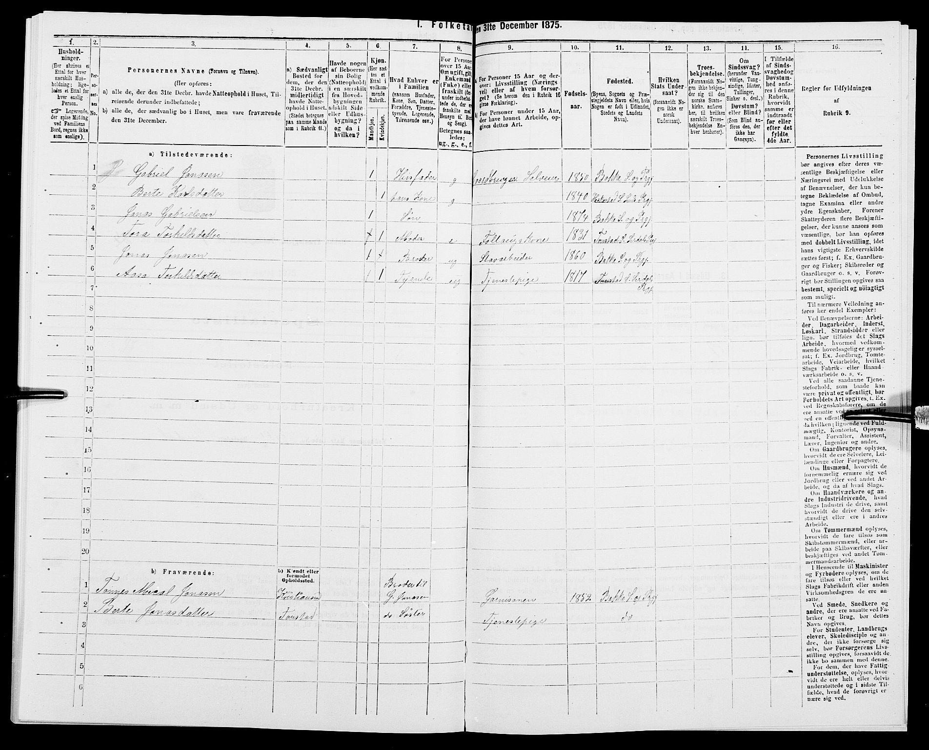 SAK, 1875 census for 1045P Bakke, 1875, p. 560