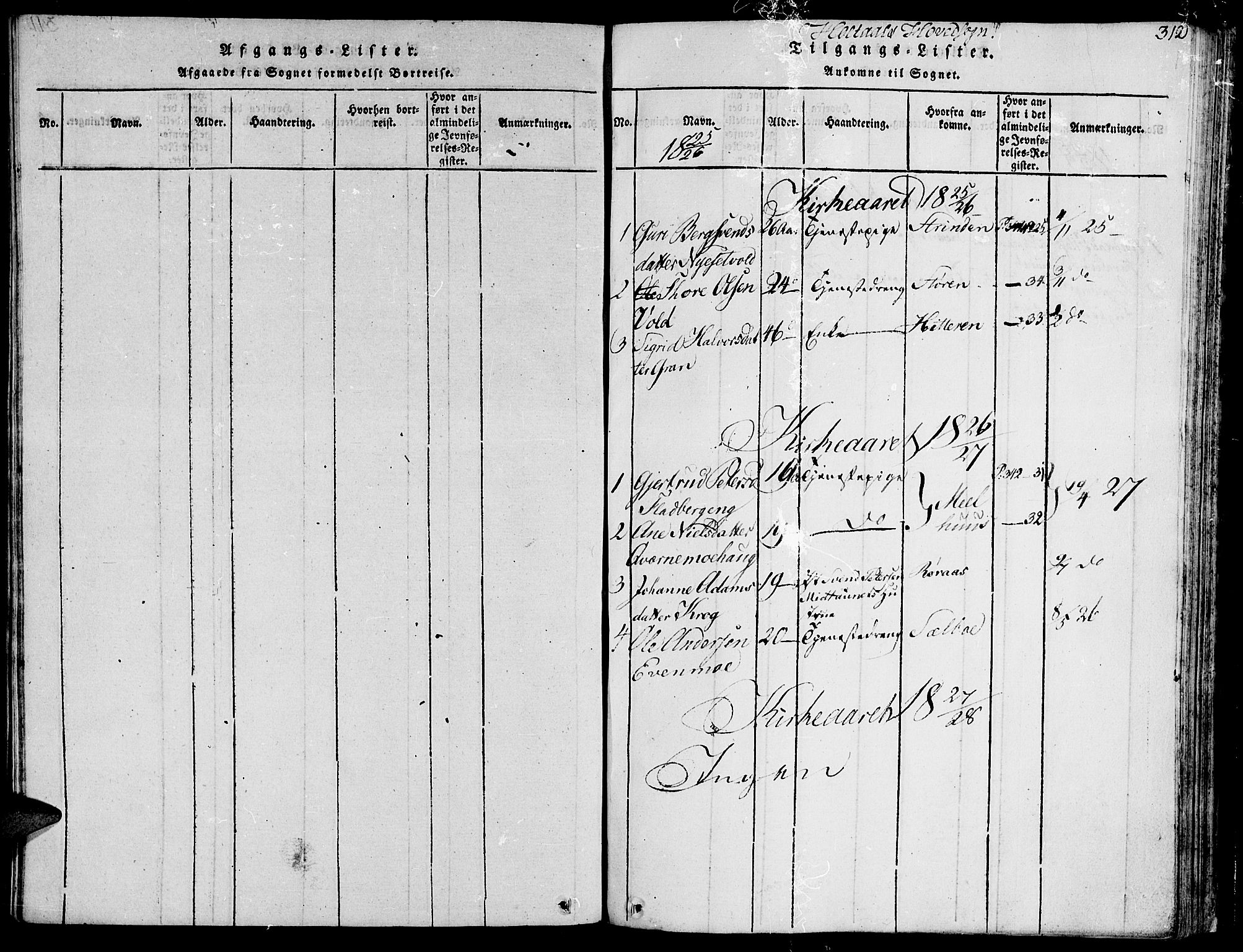 Ministerialprotokoller, klokkerbøker og fødselsregistre - Sør-Trøndelag, SAT/A-1456/685/L0954: Parish register (official) no. 685A03 /1, 1817-1829, p. 312