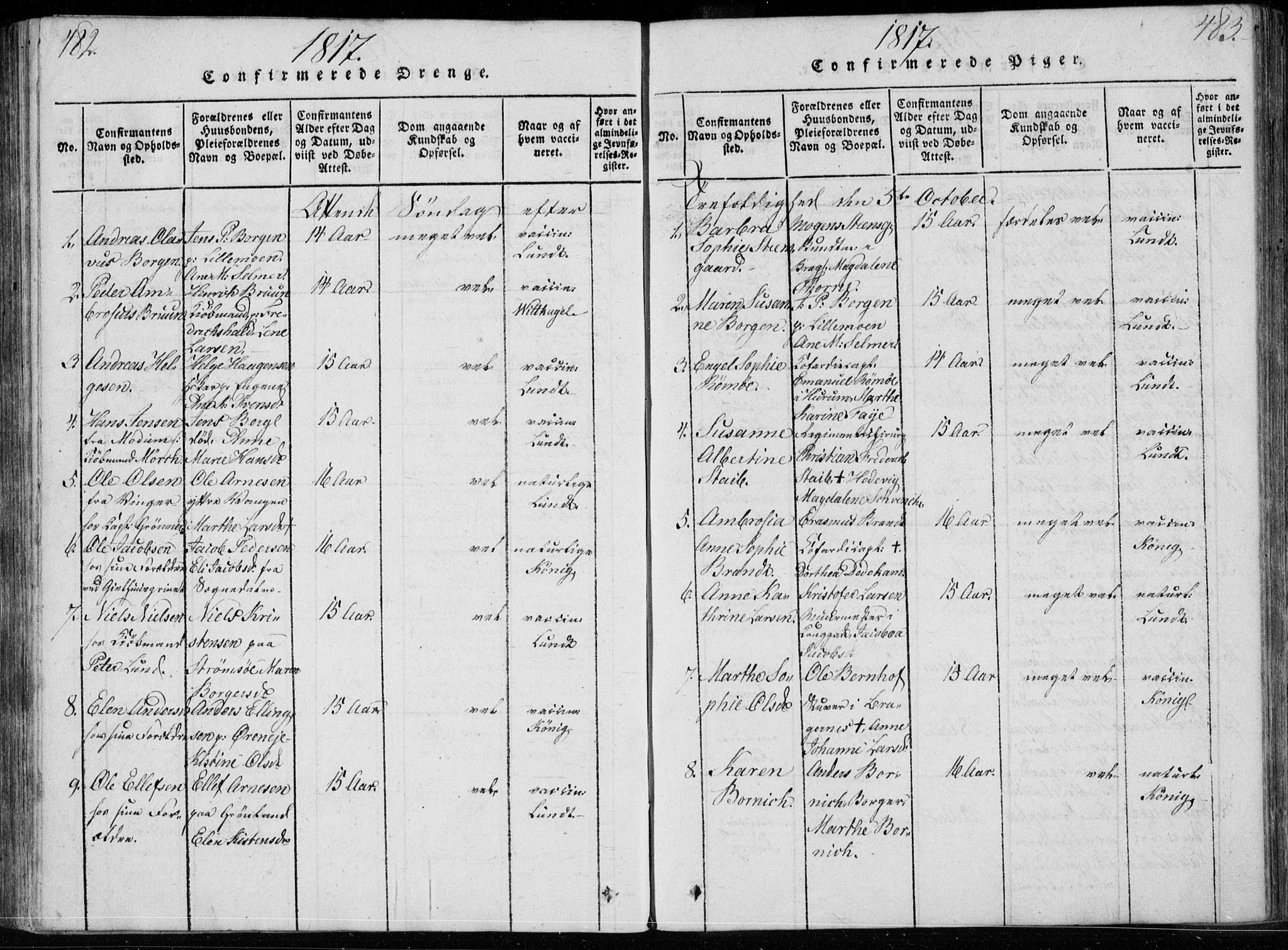 Bragernes kirkebøker, AV/SAKO-A-6/F/Fa/L0007: Parish register (official) no. I 7, 1815-1829, p. 482-483