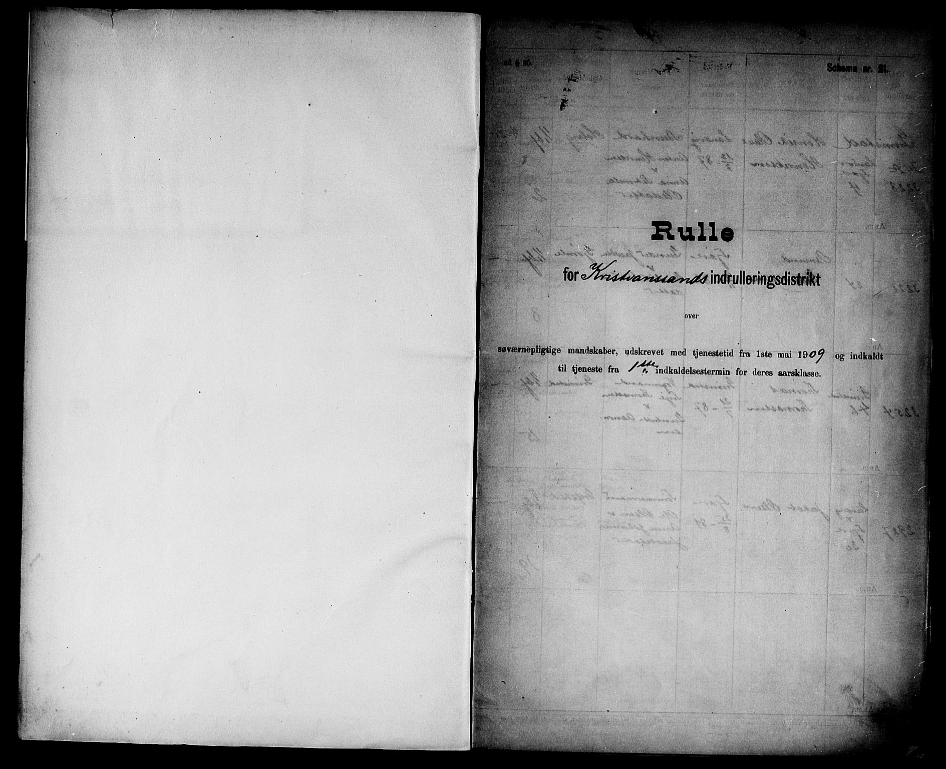 Kristiansand mønstringskrets, SAK/2031-0015/F/Fd/L0011: Rulle sjøvernepliktige, C-11, 1909, p. 2