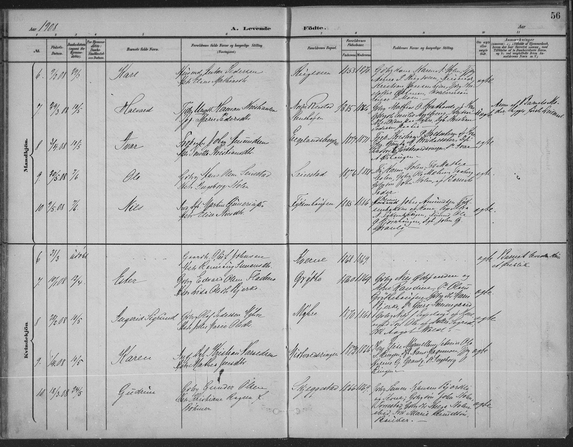 Østre Gausdal prestekontor, AV/SAH-PREST-092/H/Ha/Haa/L0004: Parish register (official) no. 4, 1898-1914, p. 56