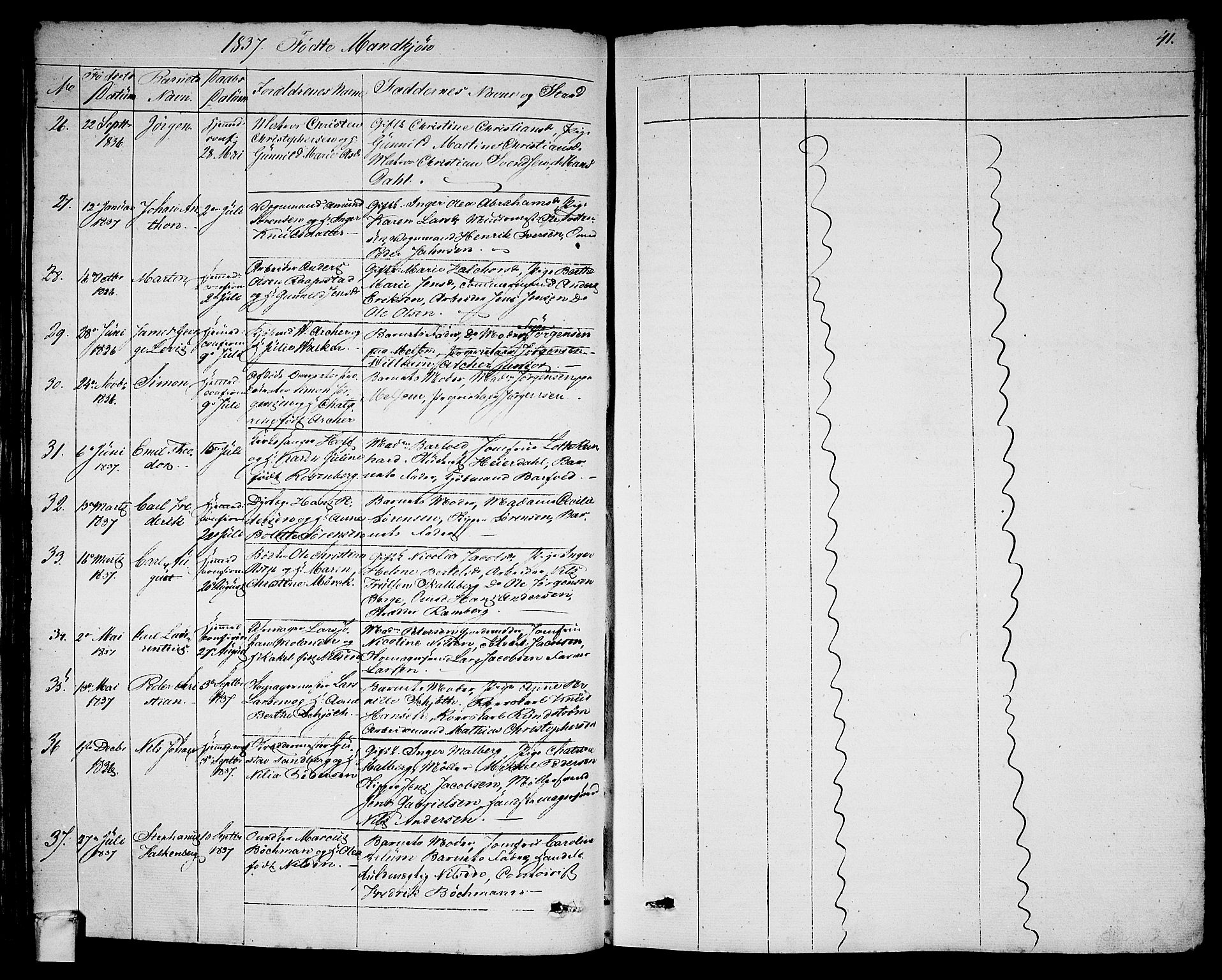 Larvik kirkebøker, SAKO/A-352/G/Ga/L0003a: Parish register (copy) no. I 3A, 1830-1870, p. 41