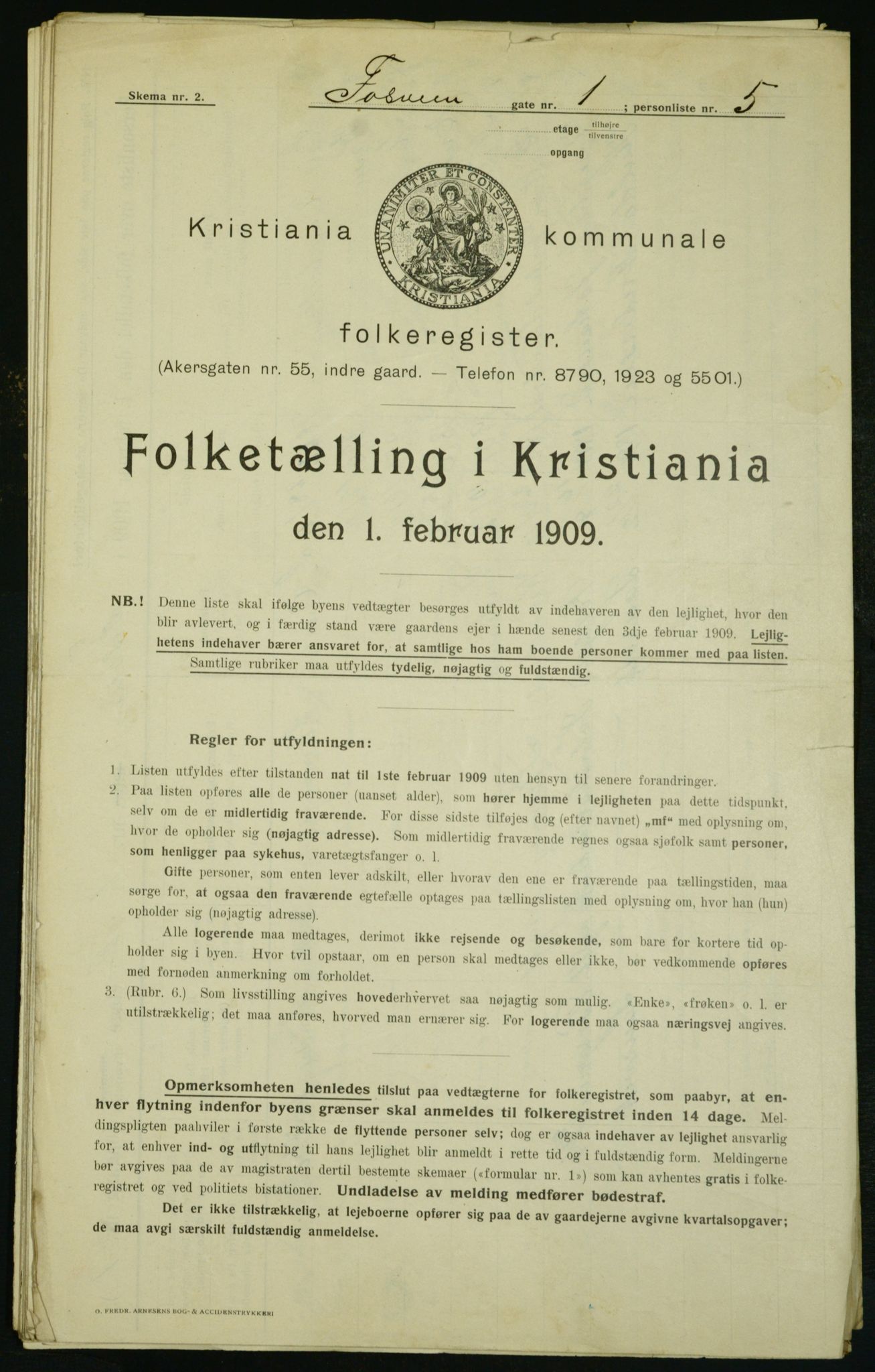 OBA, Municipal Census 1909 for Kristiania, 1909, p. 22295