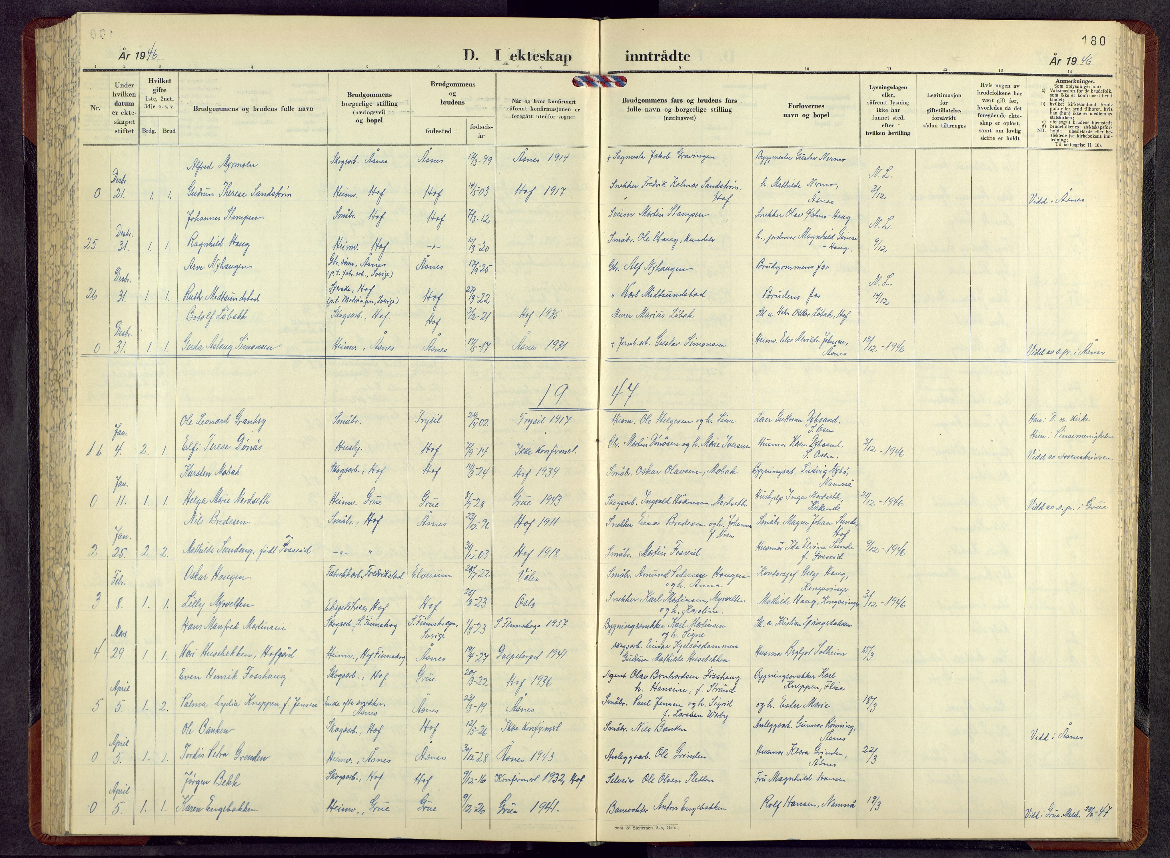 Hof prestekontor, AV/SAH-PREST-038/H/Ha/Hab/L0004: Parish register (copy) no. 4, 1948-1967, p. 180