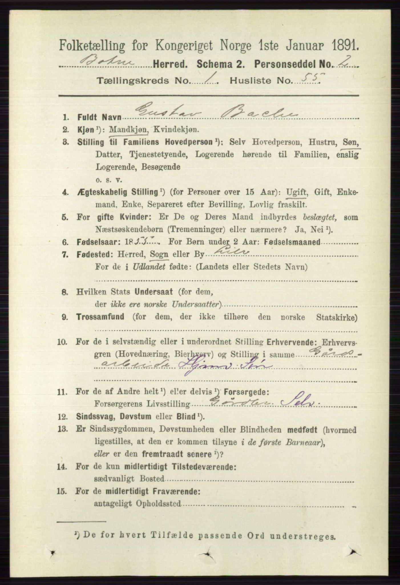 RA, 1891 census for 0715 Botne, 1891, p. 472