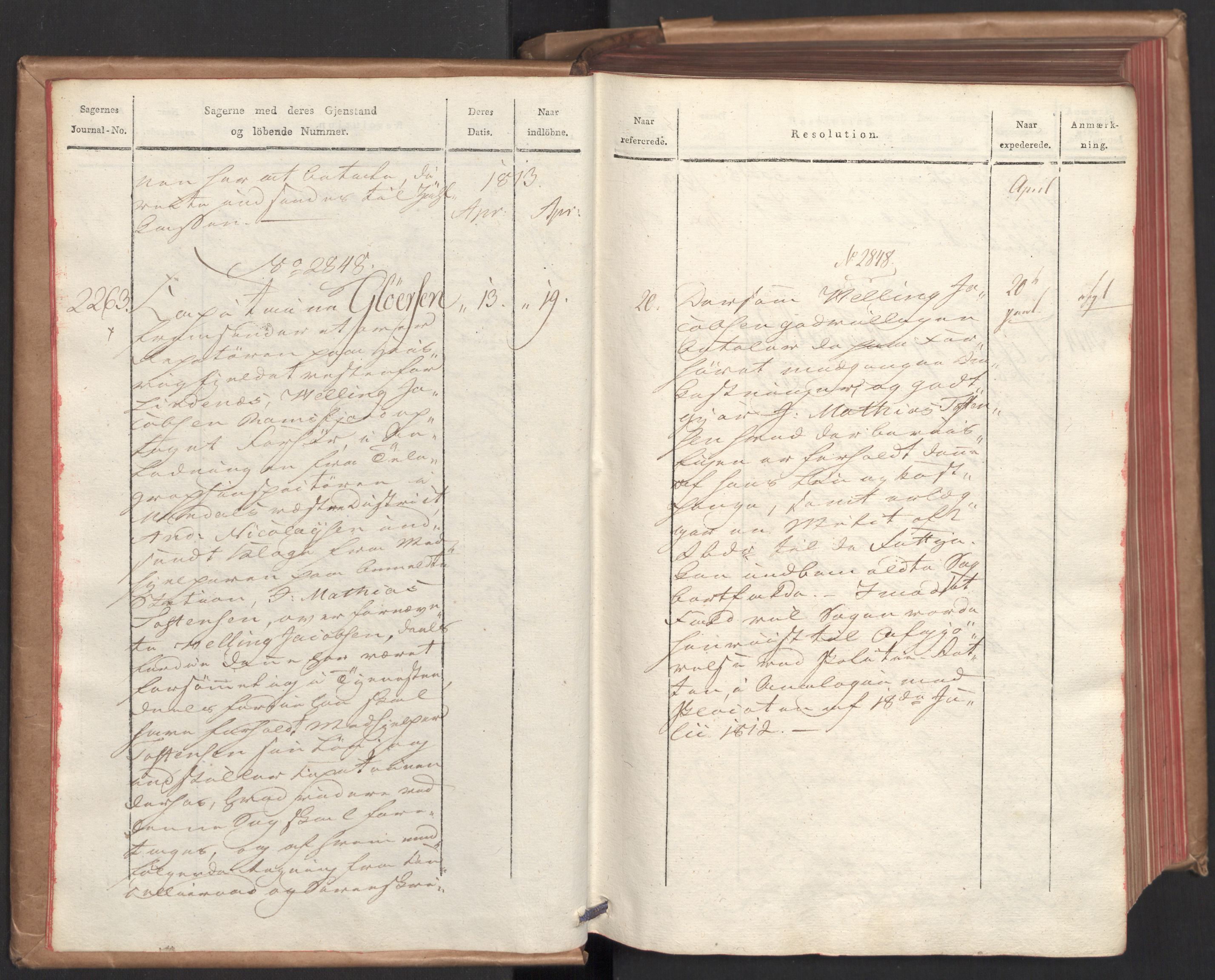 Stattholderembetet 1810-1814, 2. kontor (Kontor B), AV/RA-EA-5432/Ab/L0006: Referatprotokoll,  j.nr. 2262-2602,  l.nr. 2846-4172, 1813, p. 5