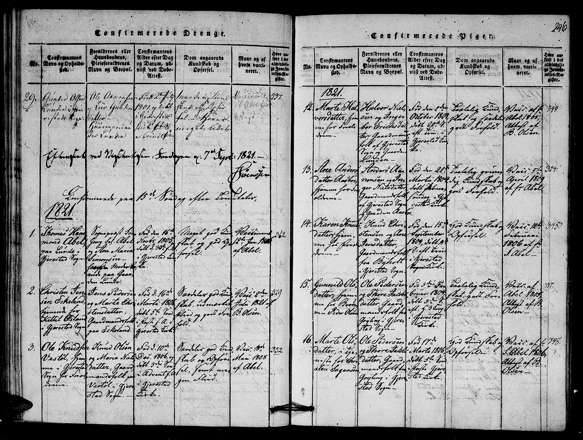 Gjerstad sokneprestkontor, AV/SAK-1111-0014/F/Fa/Faa/L0004: Parish register (official) no. A 4, 1816-1829, p. 246