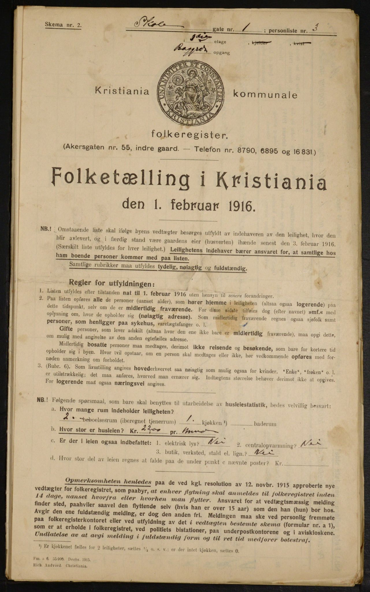 OBA, Municipal Census 1916 for Kristiania, 1916, p. 98635