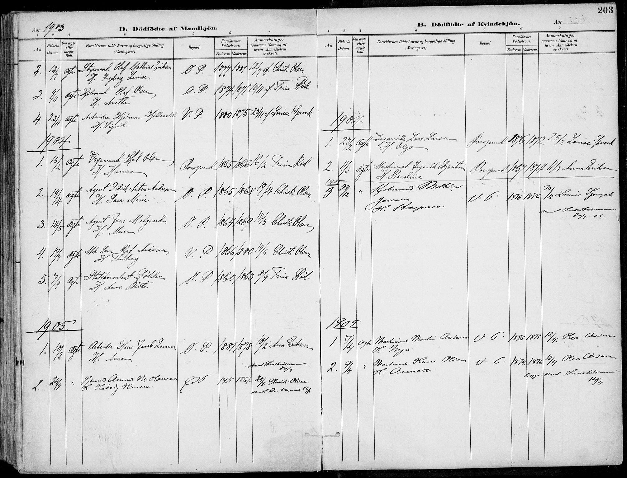 Porsgrunn kirkebøker , SAKO/A-104/F/Fa/L0010: Parish register (official) no. 10, 1895-1919, p. 203