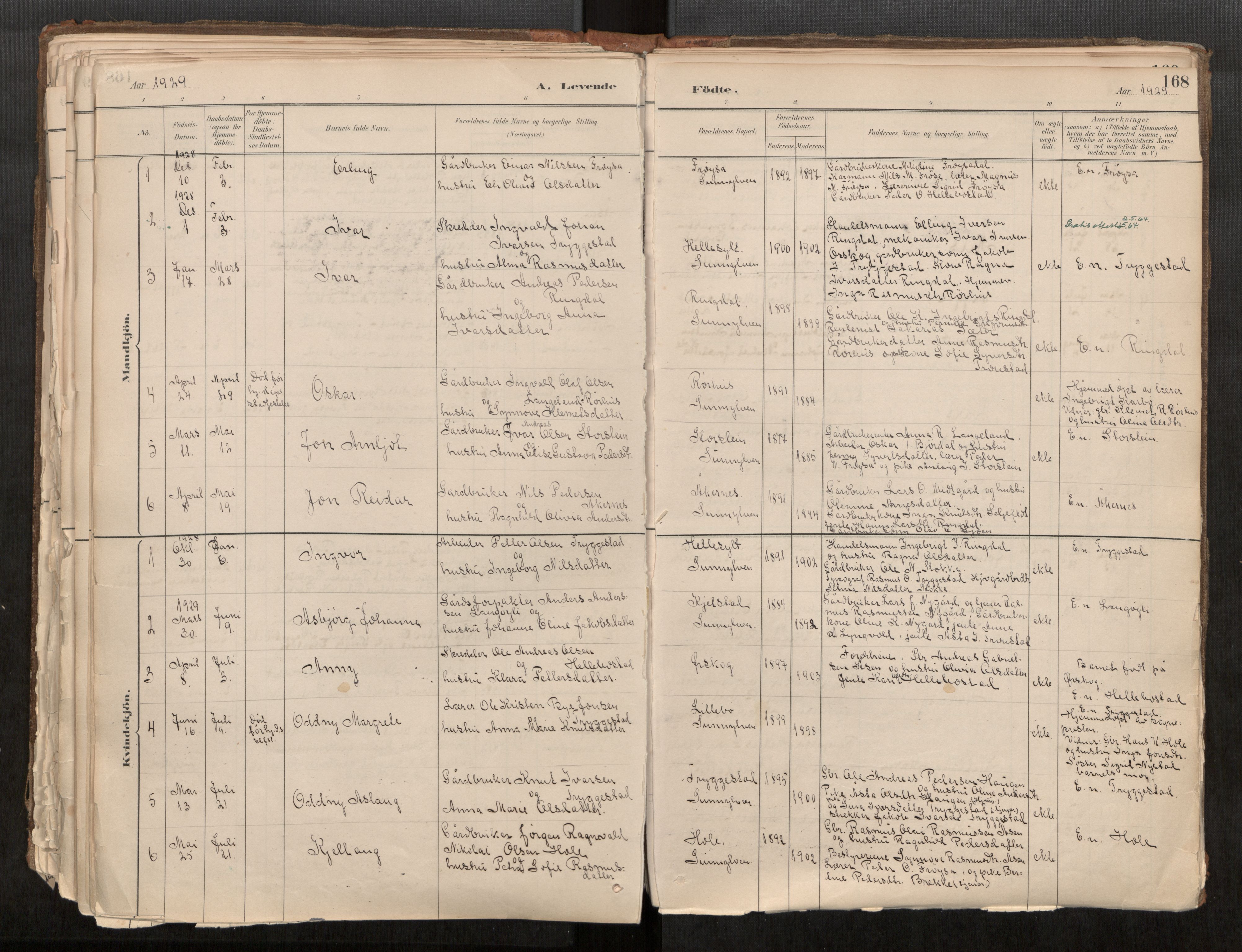 Sunnylven sokneprestkontor, SAT/A-1007: Parish register (official) no. 517A08, 1882-1939, p. 168