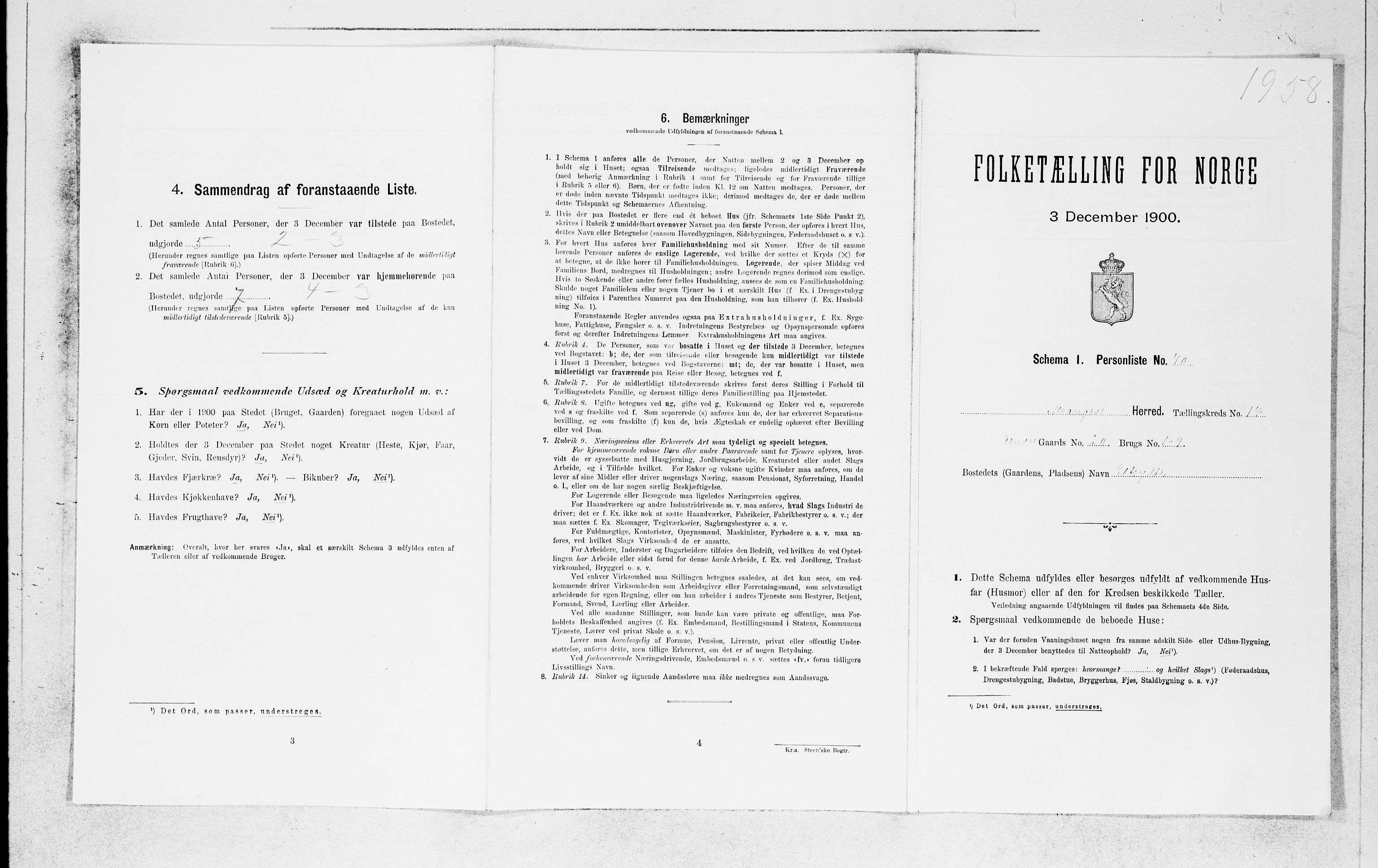 SAB, 1900 census for Manger, 1900, p. 1310