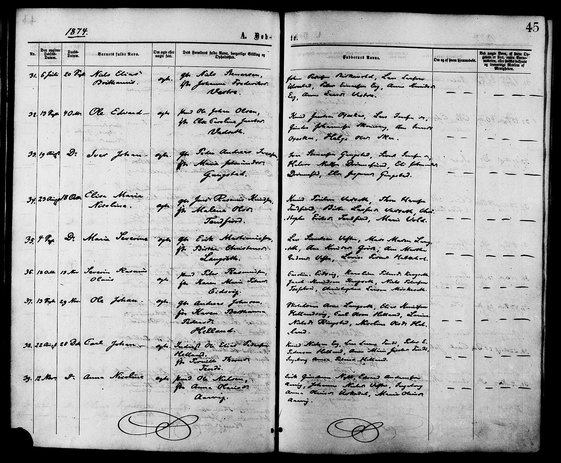 Ministerialprotokoller, klokkerbøker og fødselsregistre - Møre og Romsdal, AV/SAT-A-1454/525/L0373: Parish register (official) no. 525A03, 1864-1879, p. 45